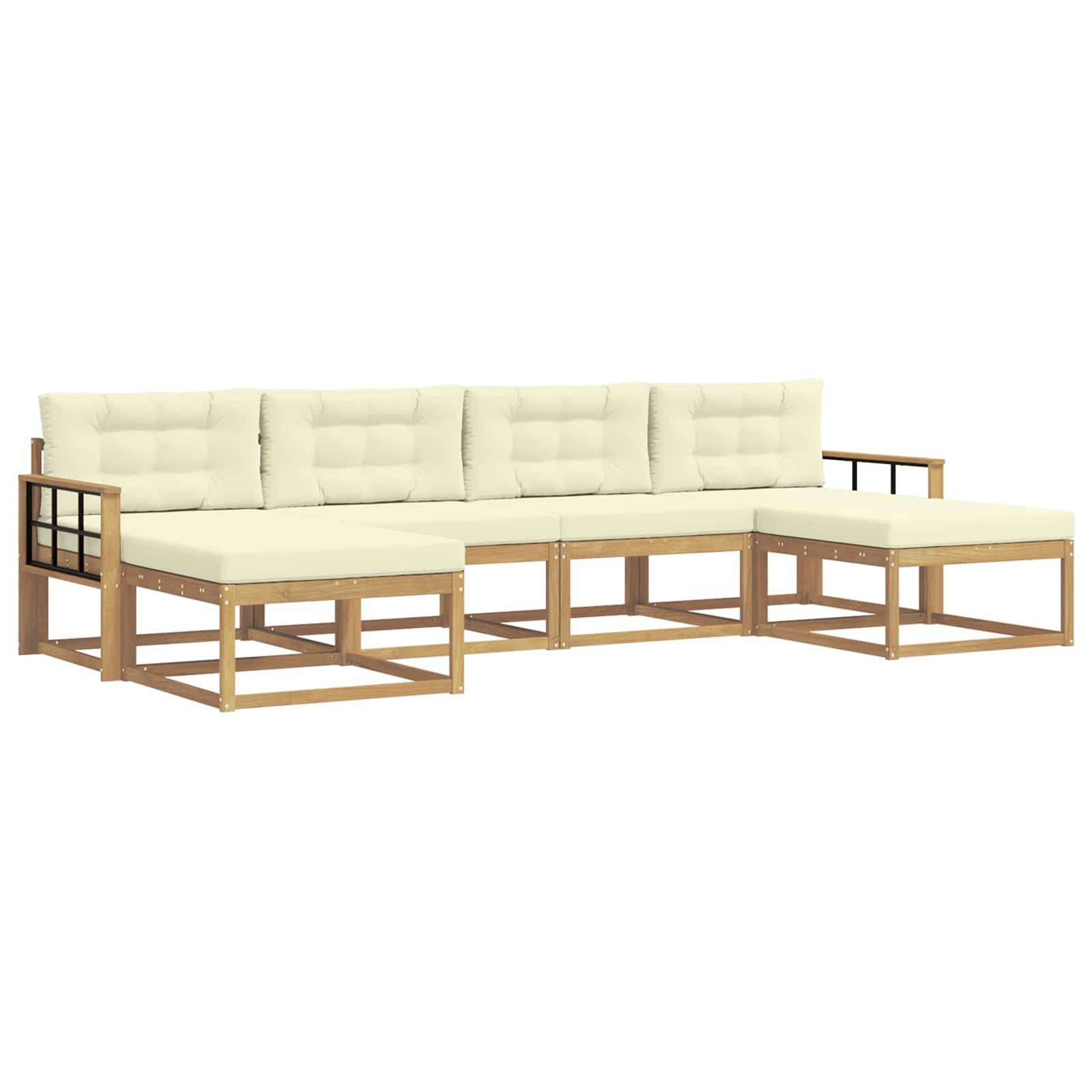 vidaXL Outdoor-Sofagarnitur mit Kissen 6 pcs Weiß und Creme