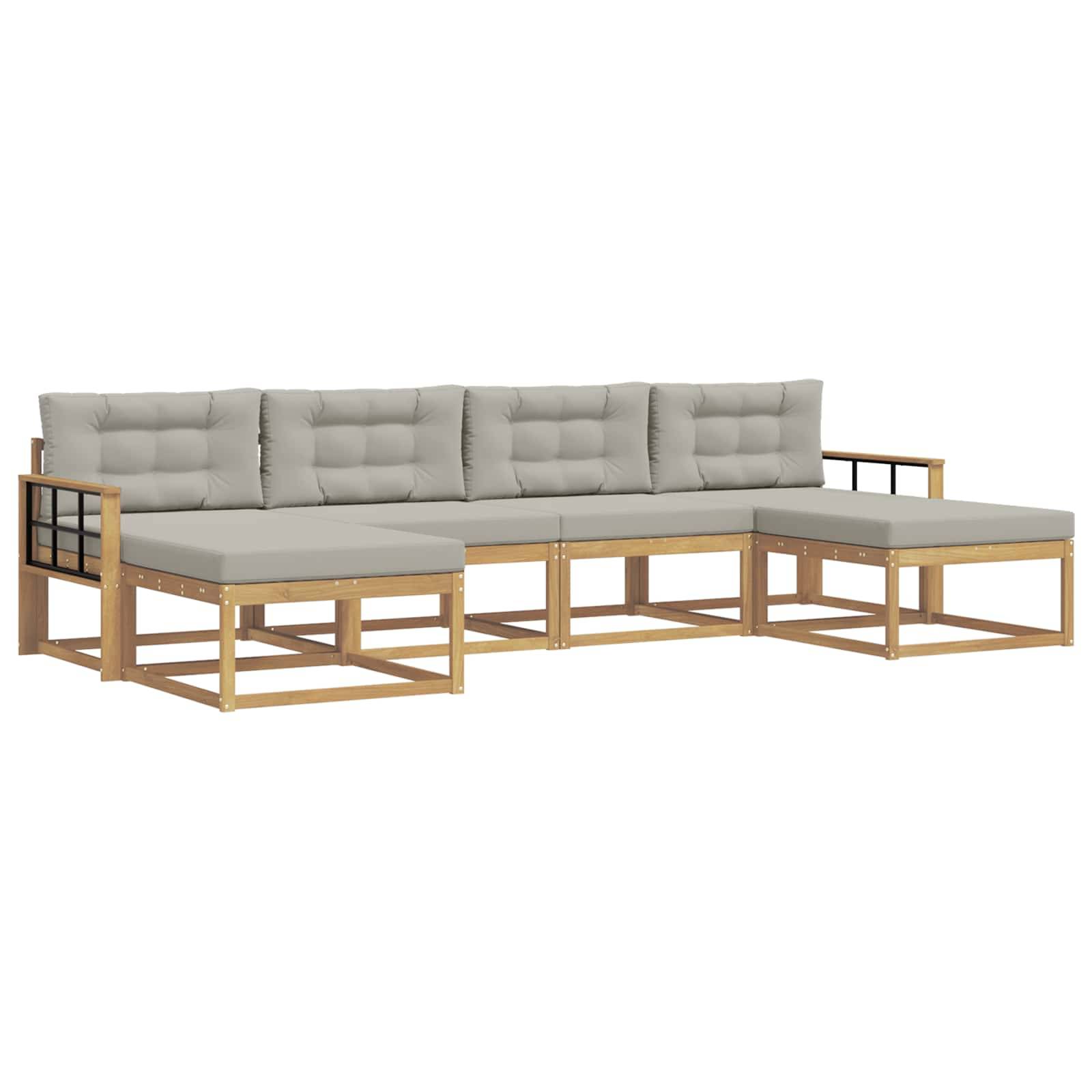 vidaXL Outdoor-Sofagarnitur mit Kissen 6 pcs Weiß und Hellgrau