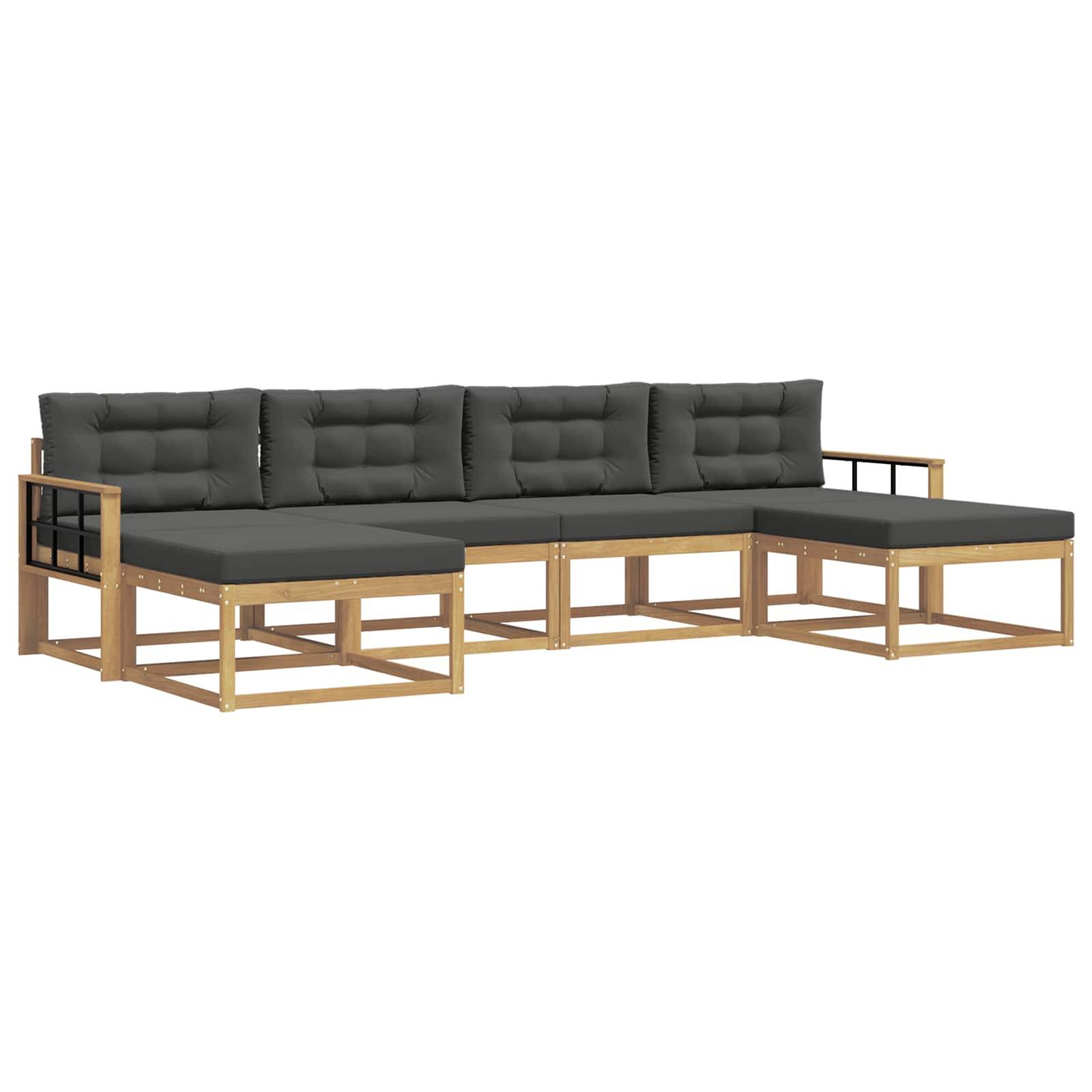 vidaXL Outdoor-Sofagarnitur mit Kissen 6 pcs Weiß und Anthrazit