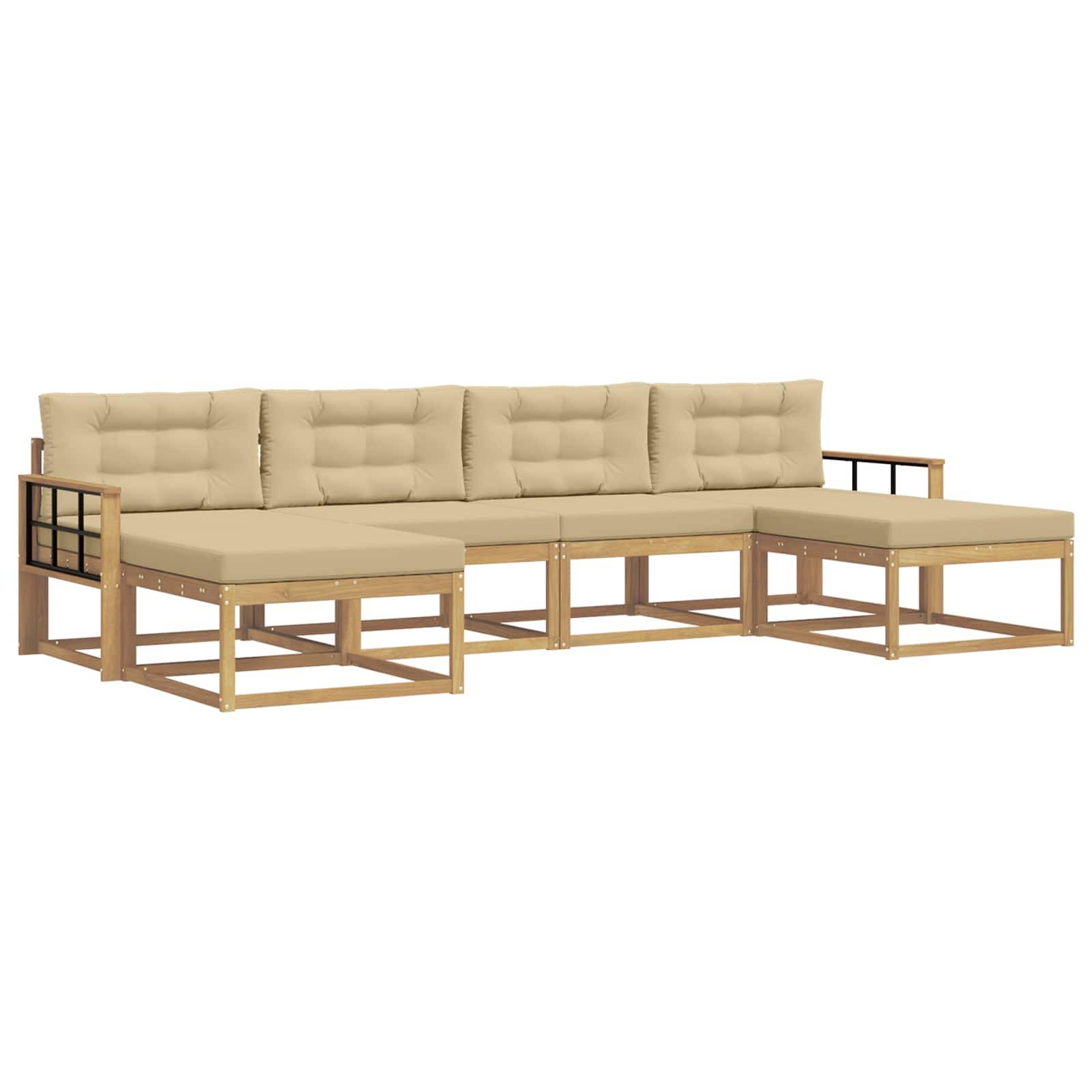 vidaXL Outdoor-Sofagarnitur mit Kissen 6 pcs Weiß und Beige