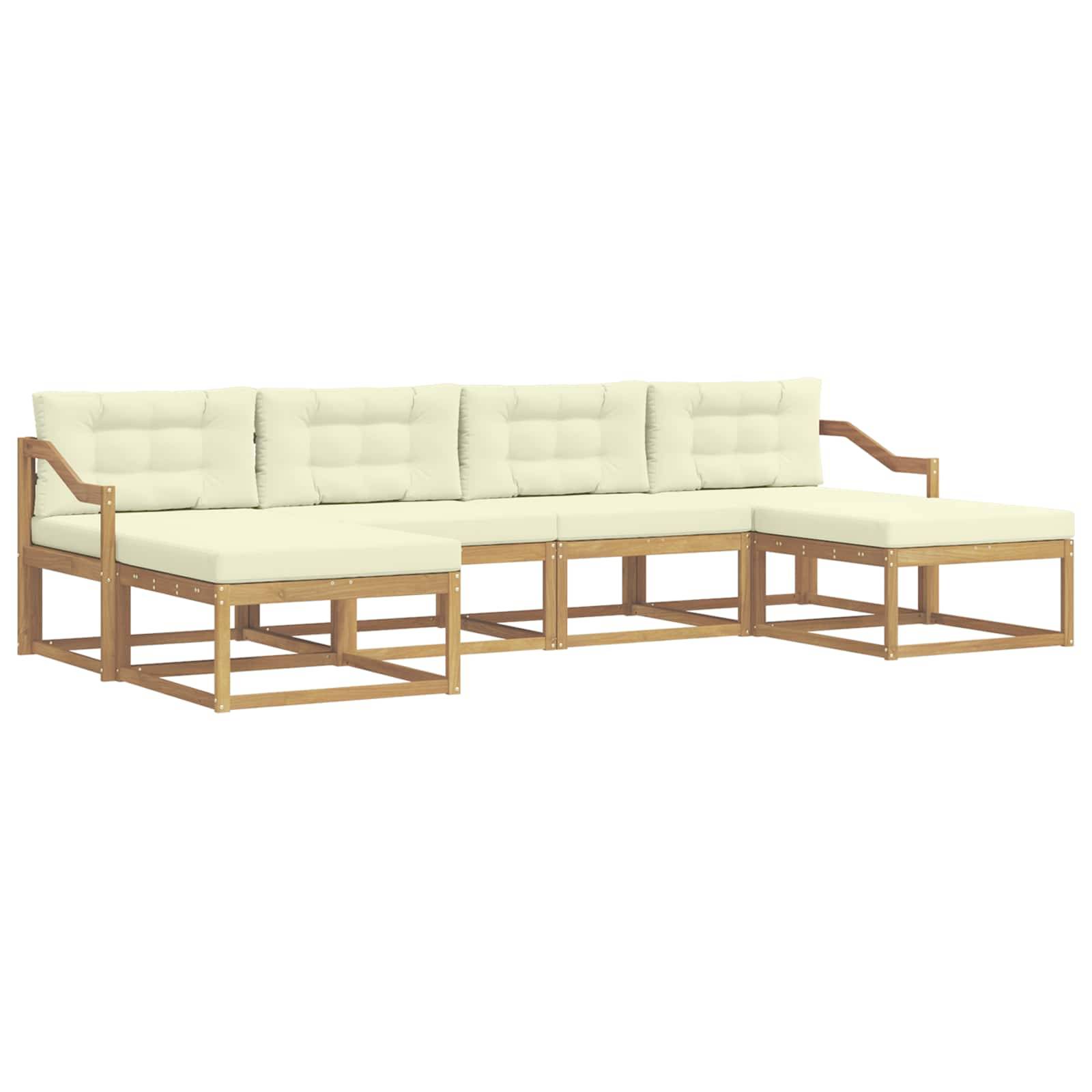 vidaXL Outdoor-Sofagarnitur mit Kissen 6 pcs Weiß und Creme