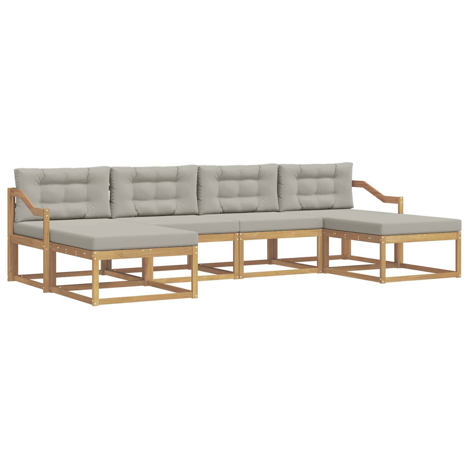 vidaXL Outdoor-Sofagarnitur mit Kissen 6 pcs Weiß und Hellgrau