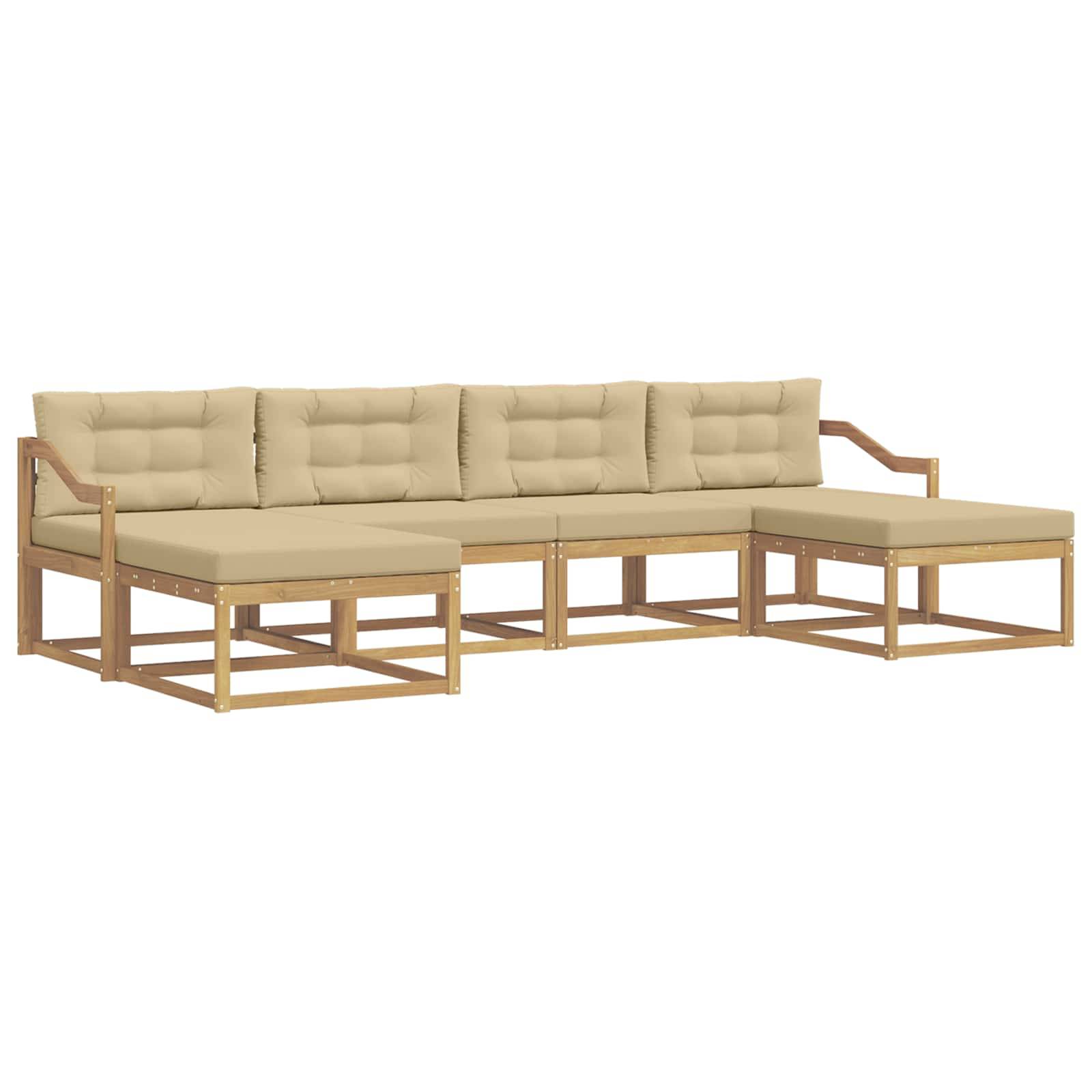 vidaXL Outdoor-Sofagarnitur mit Kissen 6 pcs Weiß und Beige