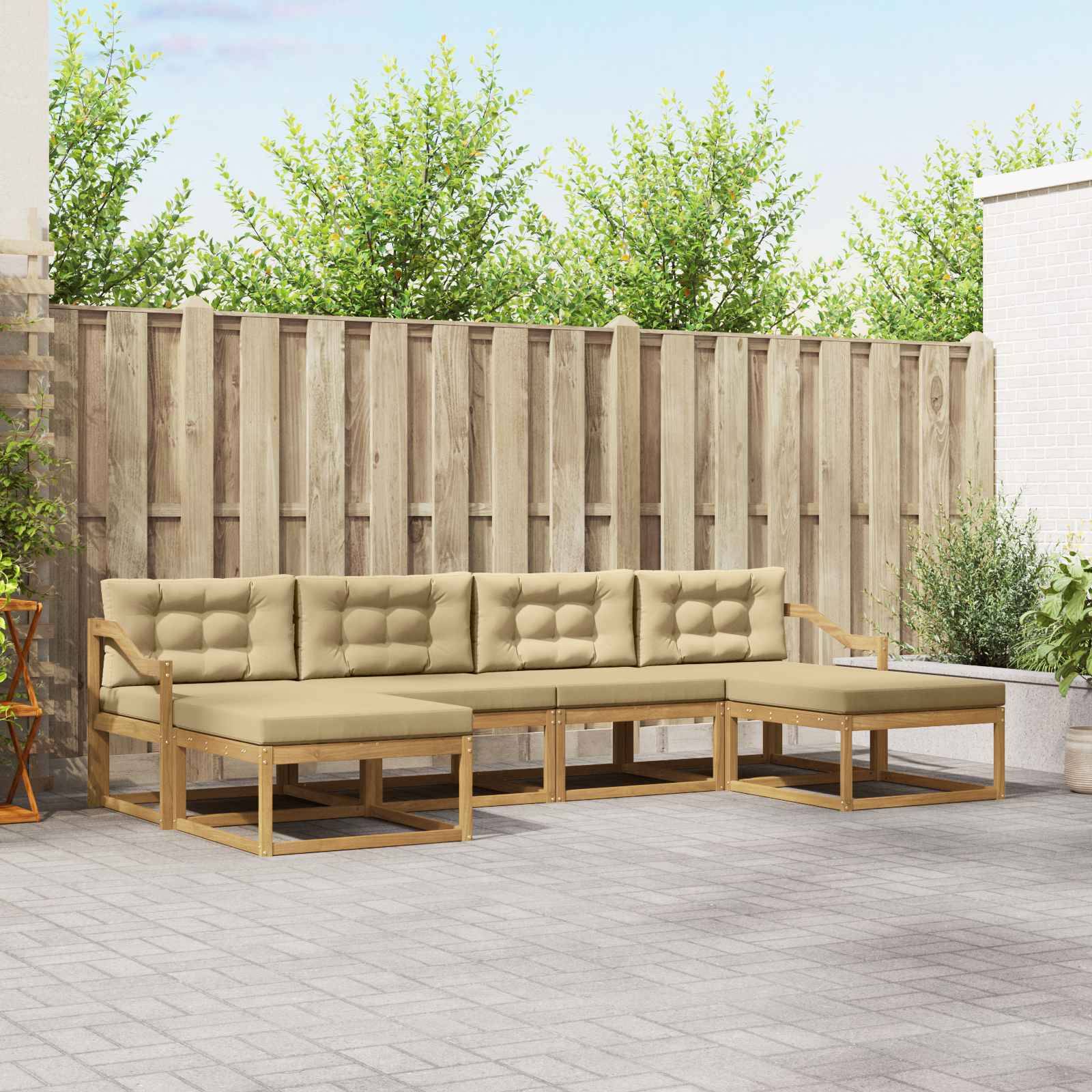 vidaXL Outdoor-Sofagarnitur mit Kissen 6 pcs Weiß und Beige
