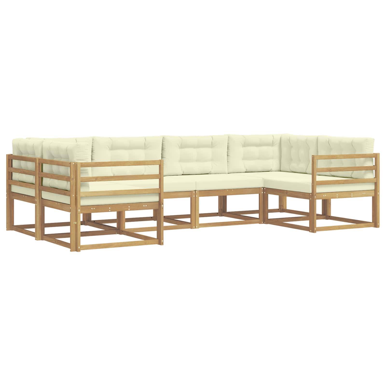 vidaXL Outdoor-Sofagarnitur mit Kissen 6 pcs Weiß und Creme