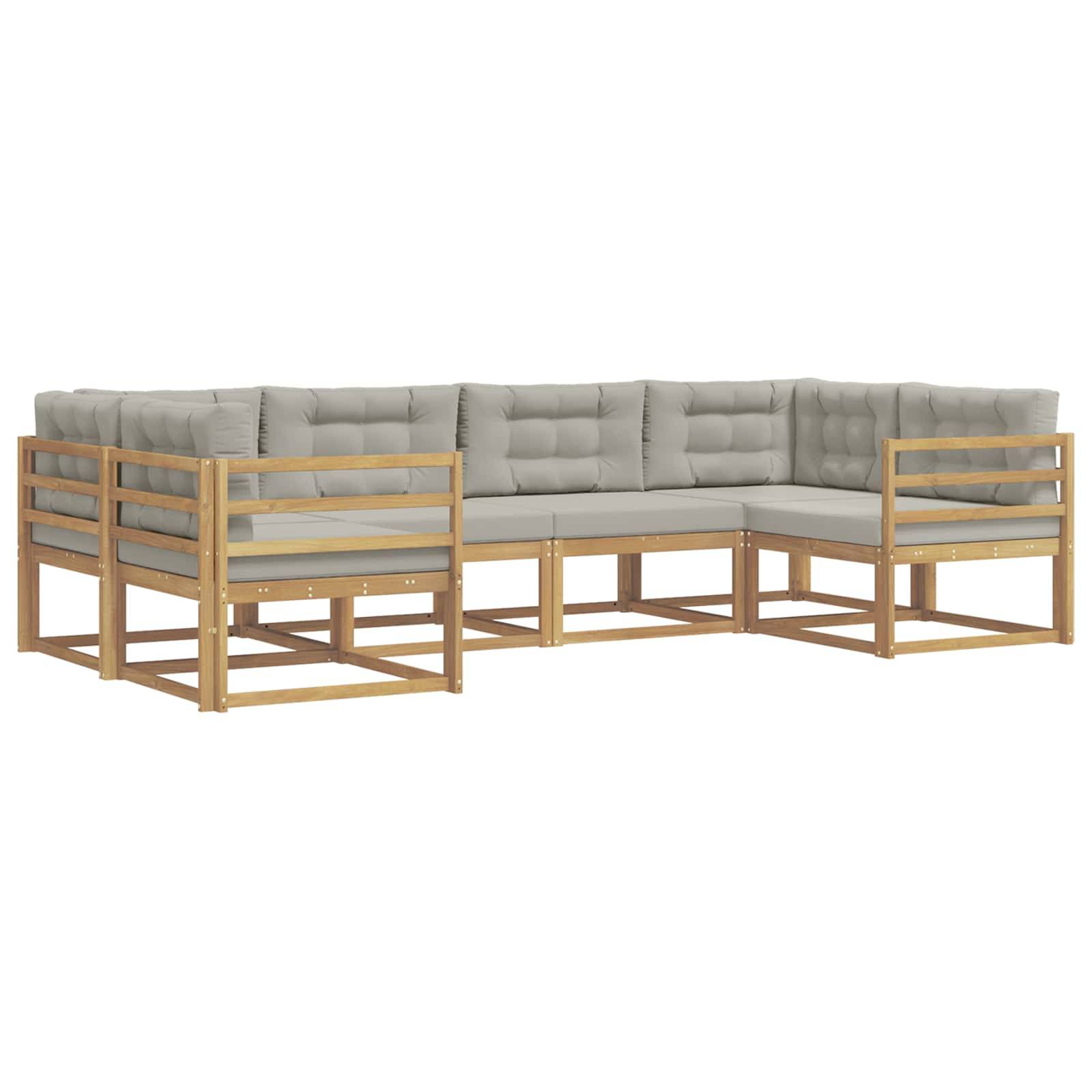 vidaXL Outdoor-Sofagarnitur mit Kissen 6 pcs Weiß und Hellgrau