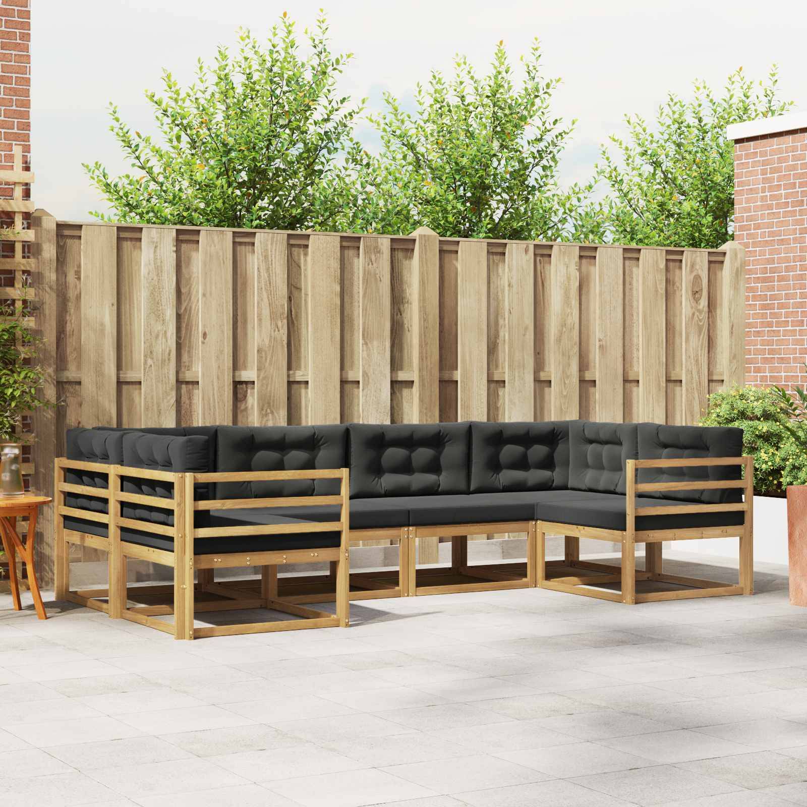 vidaXL Outdoor-Sofagarnitur mit Kissen 6 pcs Weiß und Anthrazit