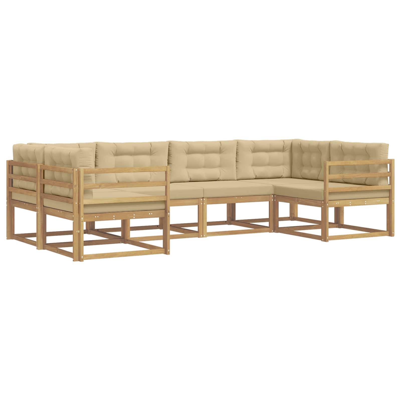 vidaXL Outdoor-Sofagarnitur mit Kissen 6 pcs Weiß und Beige