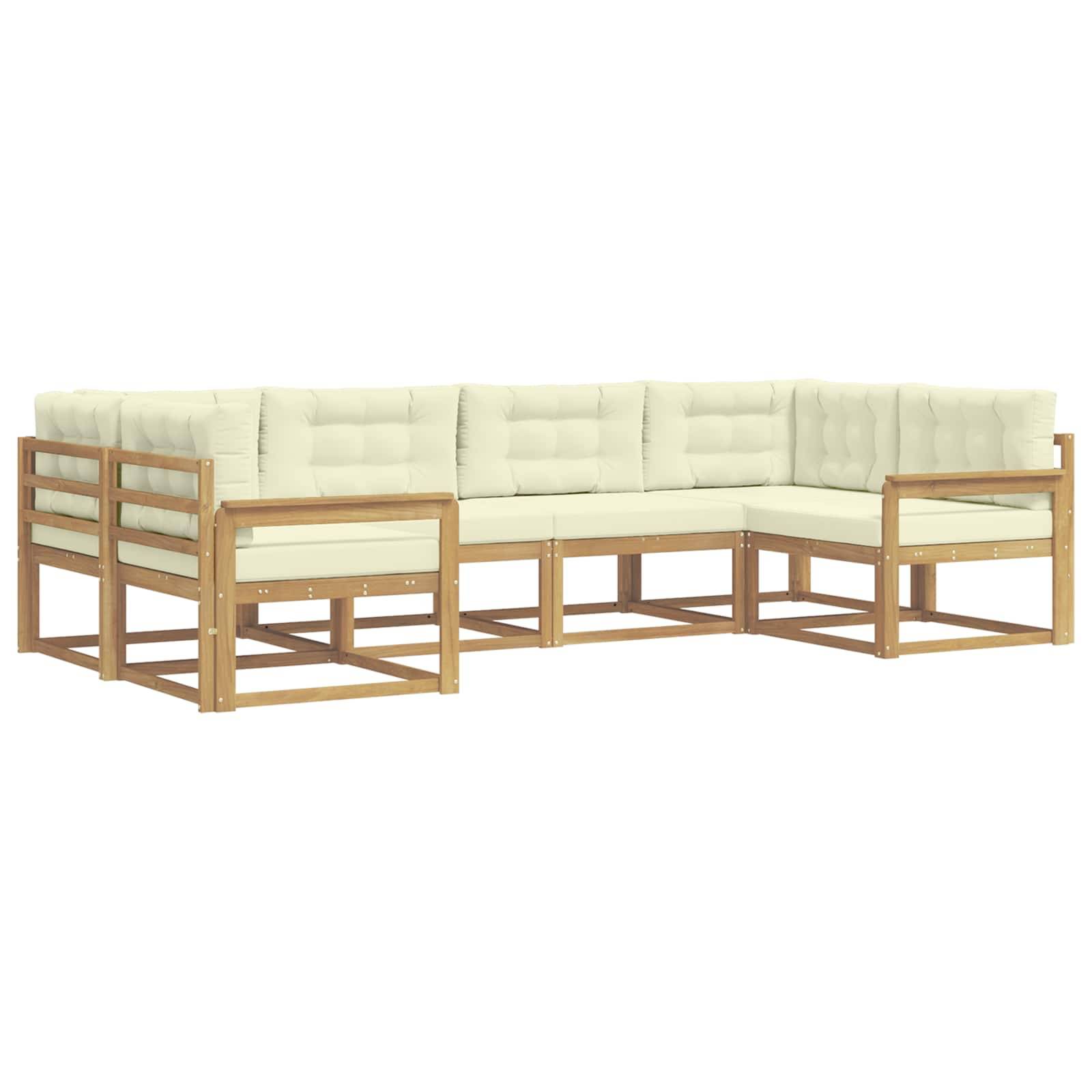vidaXL Outdoor-Sofagarnitur mit Kissen 6 pcs Weiß und Creme