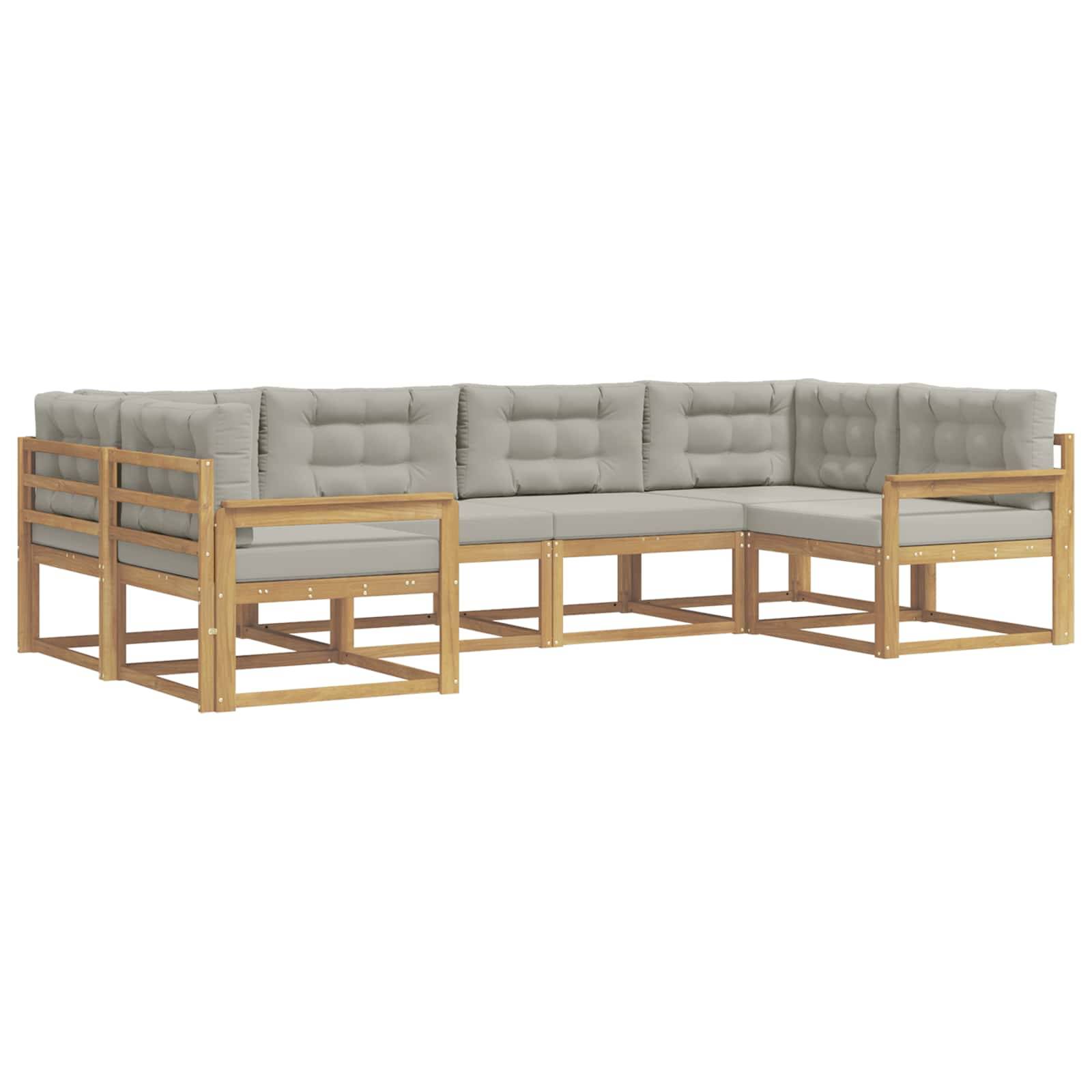 vidaXL Outdoor-Sofagarnitur mit Kissen 6 pcs Weiß und Hellgrau