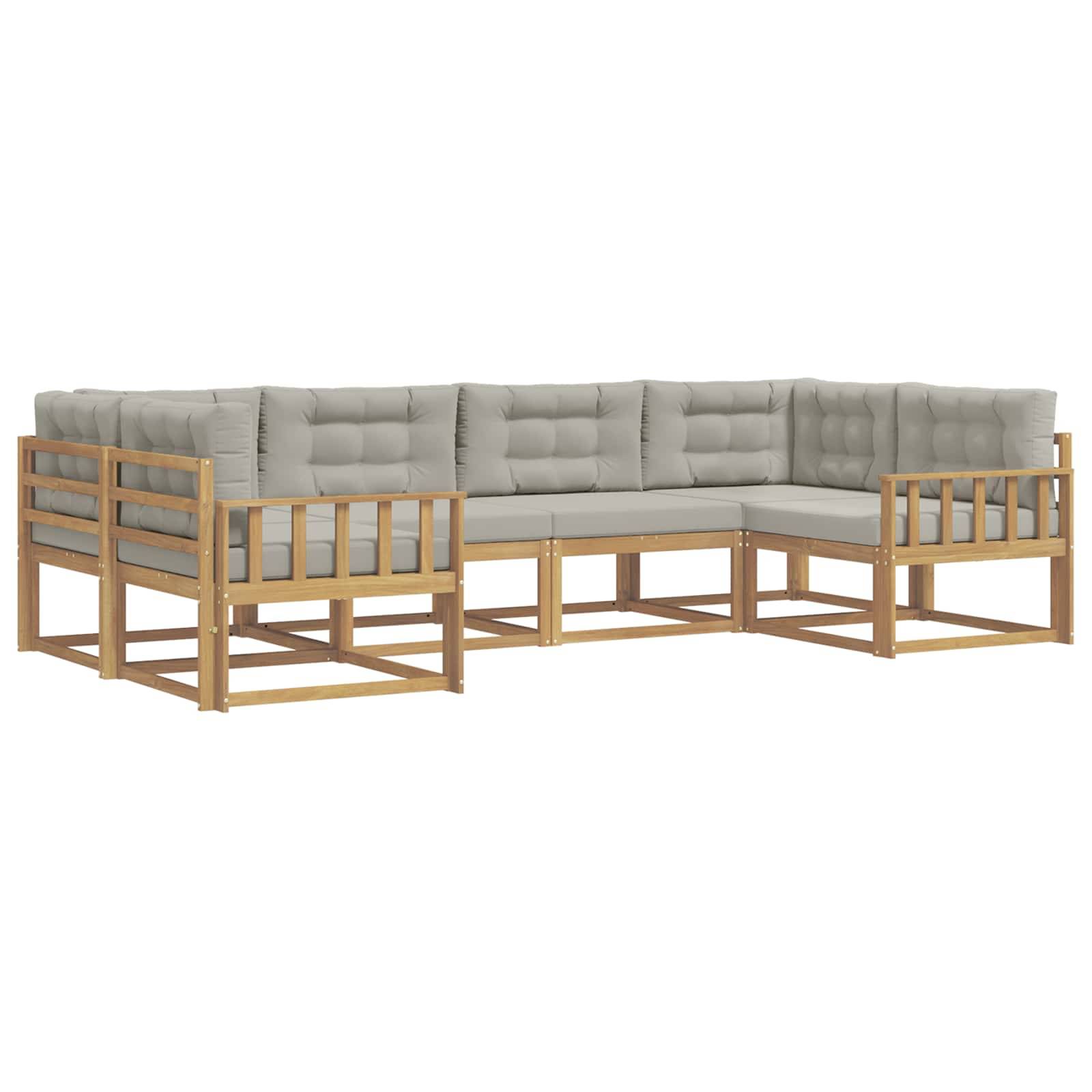 vidaXL Outdoor-Sofagarnitur mit Kissen 6 pcs Weiß und Hellgrau