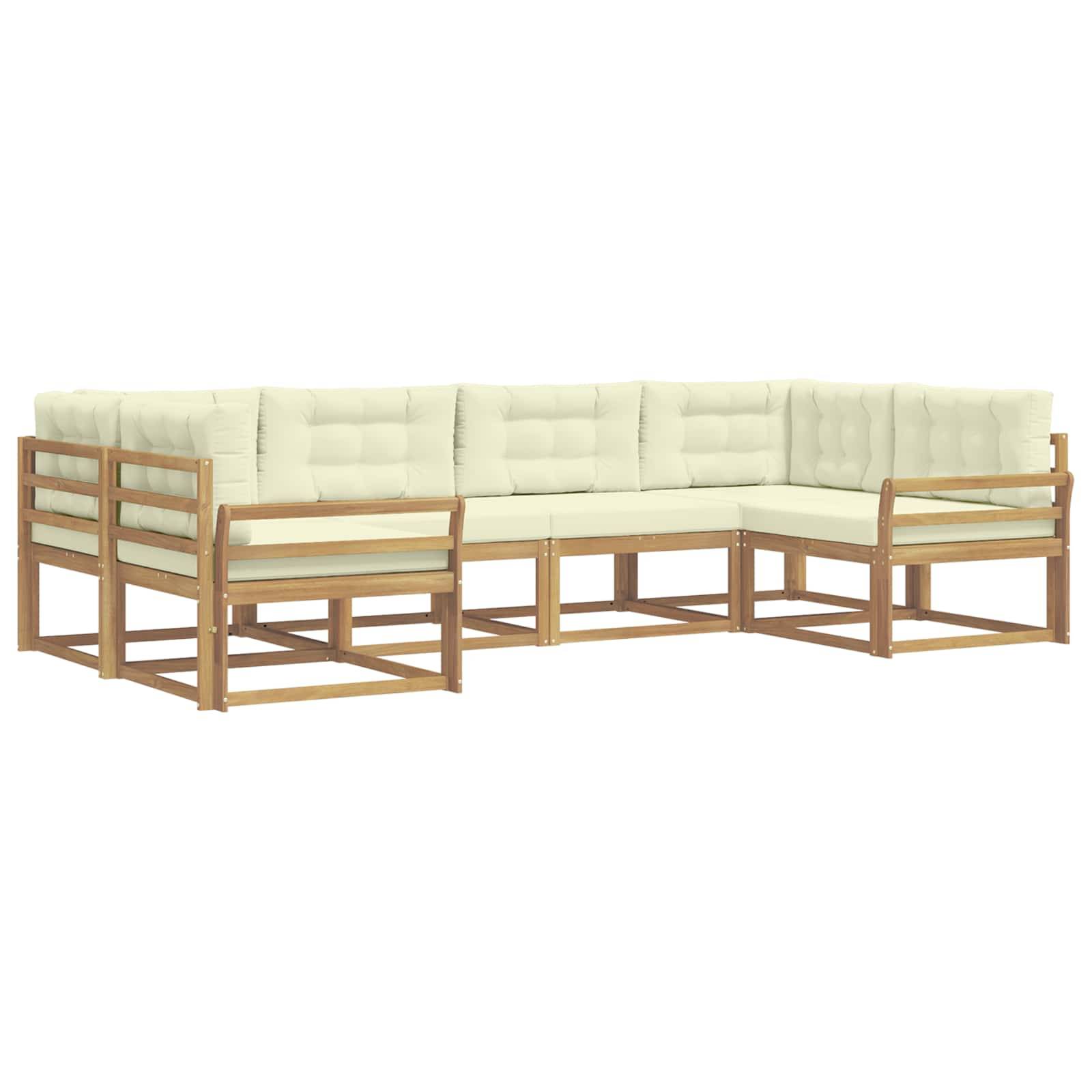 vidaXL Outdoor-Sofagarnitur mit Kissen 6 pcs Weiß und Creme