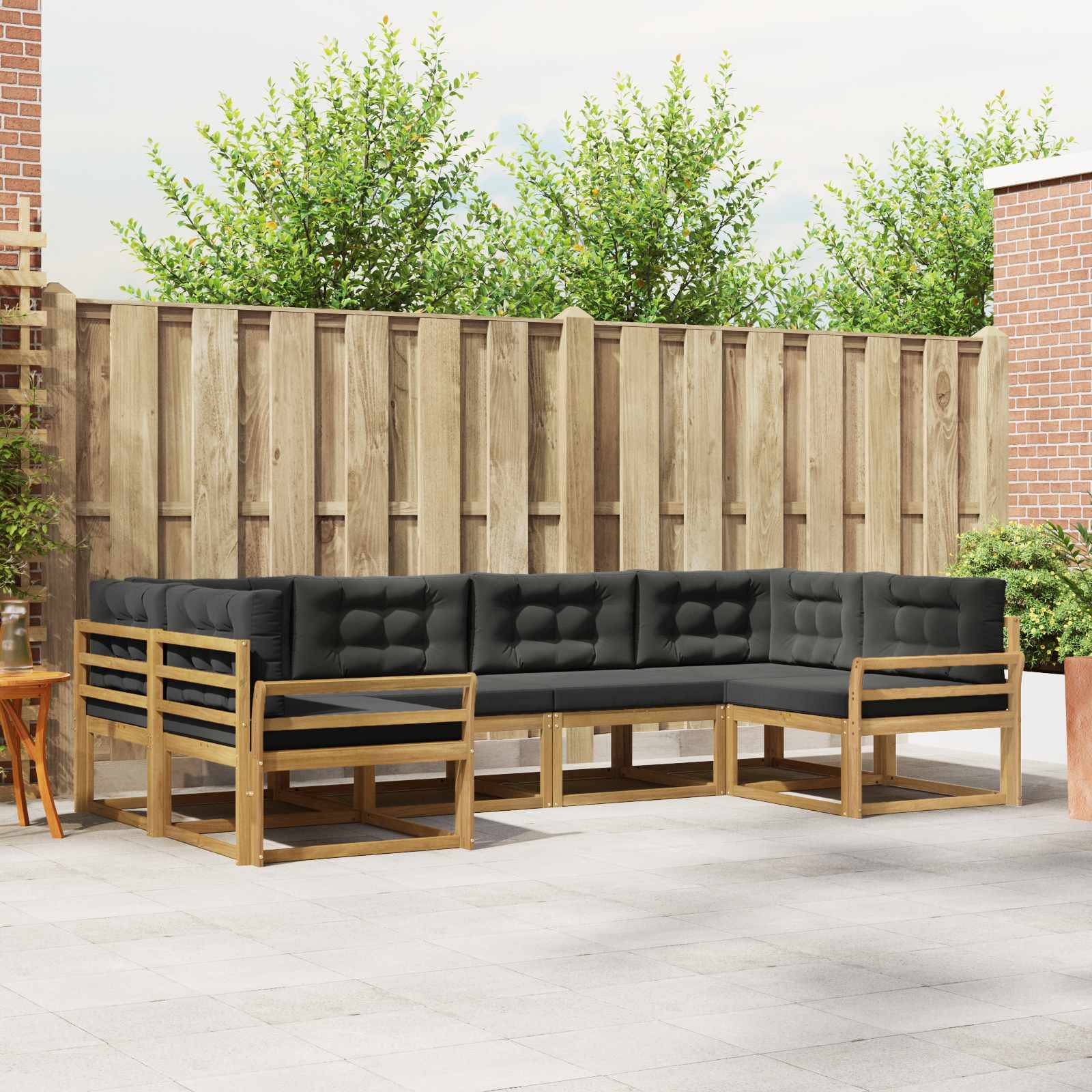 vidaXL Outdoor-Sofagarnitur mit Kissen 6 pcs Weiß und Anthrazit