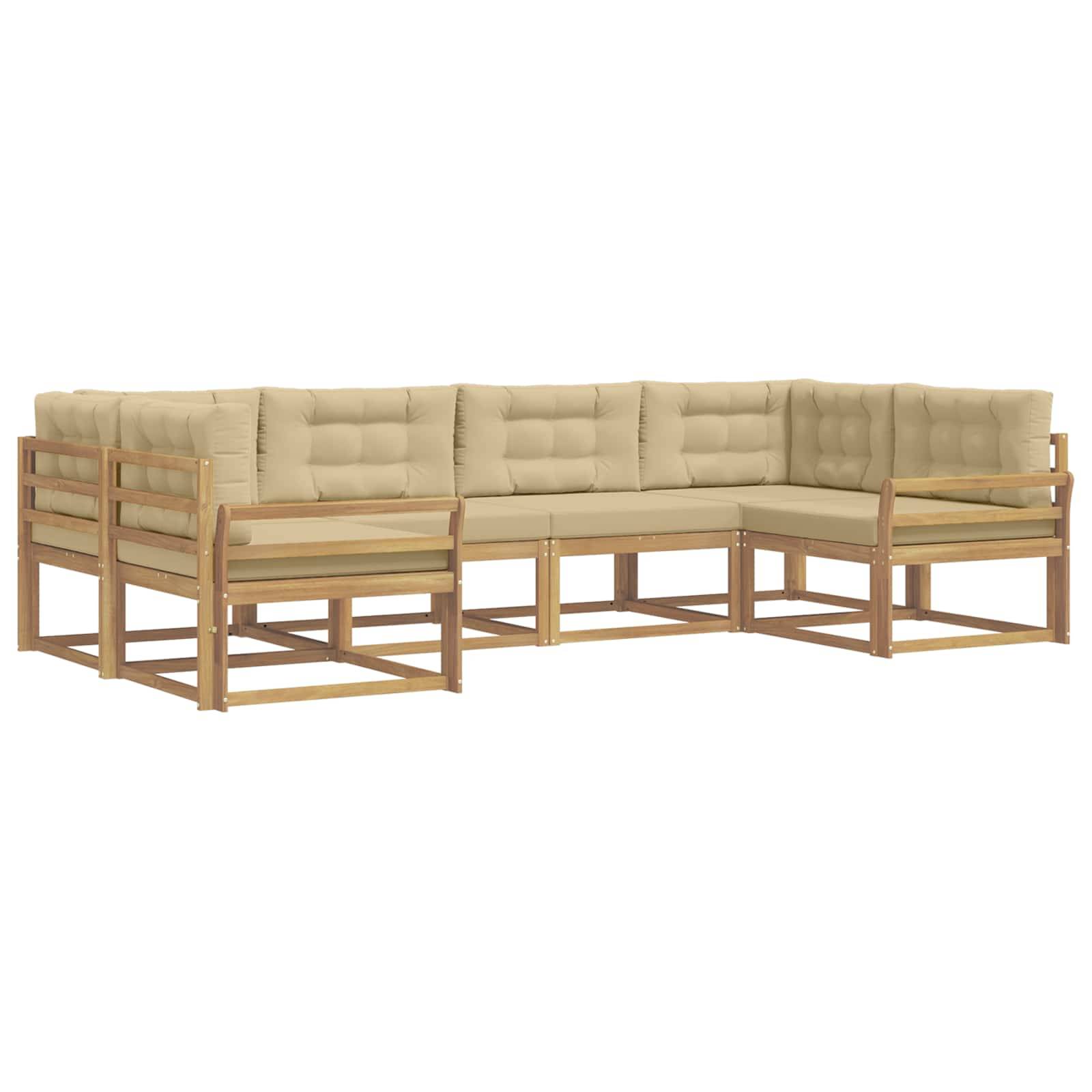 vidaXL Outdoor-Sofagarnitur mit Kissen 6 pcs Weiß und Beige