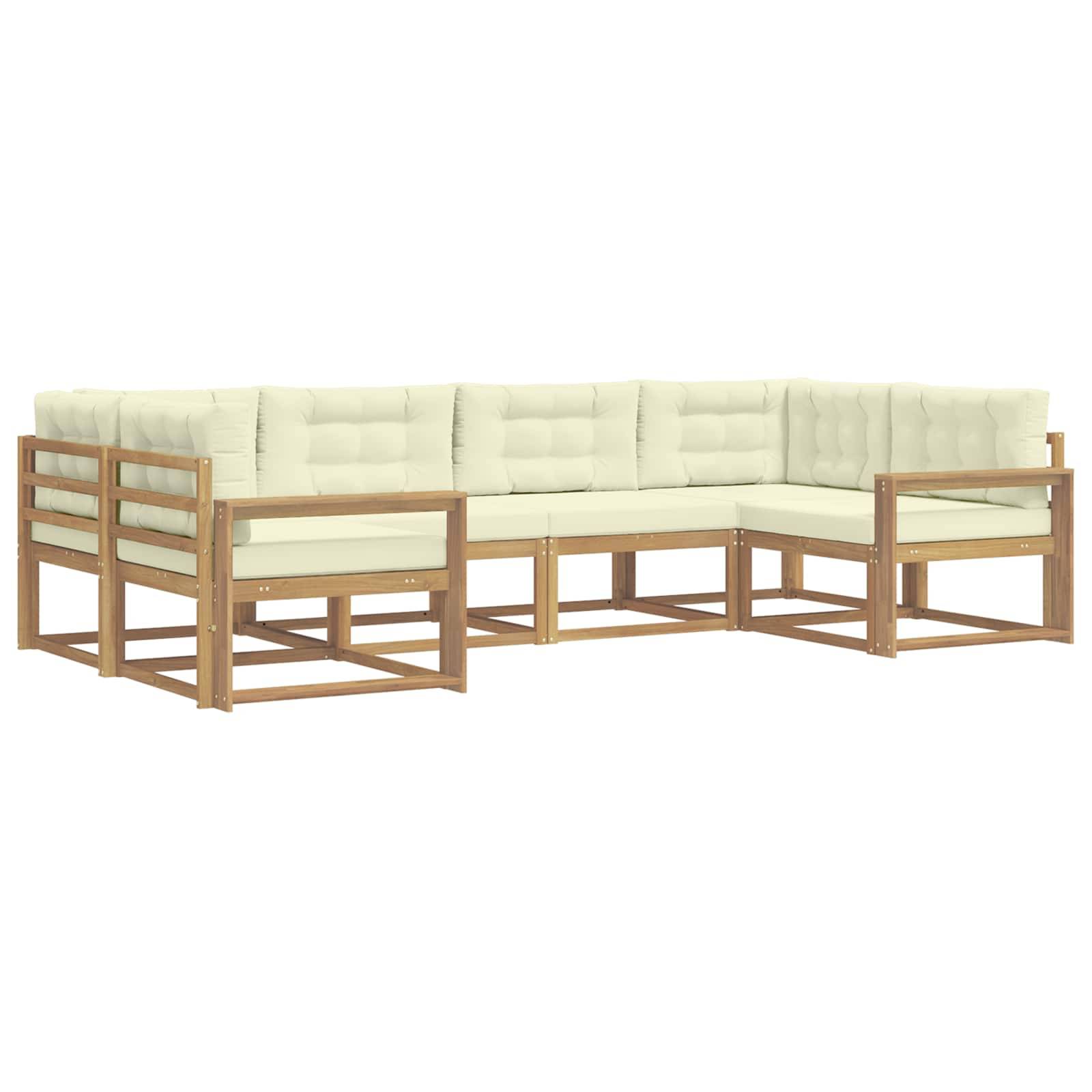 vidaXL Outdoor-Sofagarnitur mit Kissen 6 pcs Weiß und Creme