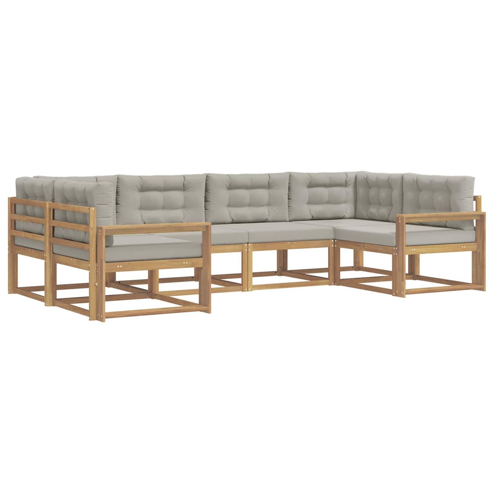 vidaXL Outdoor-Sofagarnitur mit Kissen 6 pcs Weiß und Hellgrau