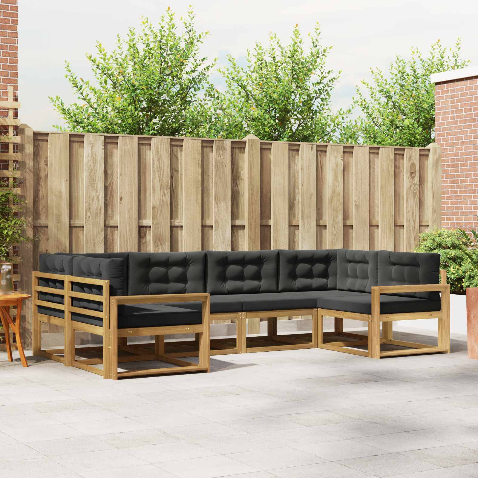 vidaXL Outdoor-Sofagarnitur mit Kissen 6 pcs Weiß und Anthrazit
