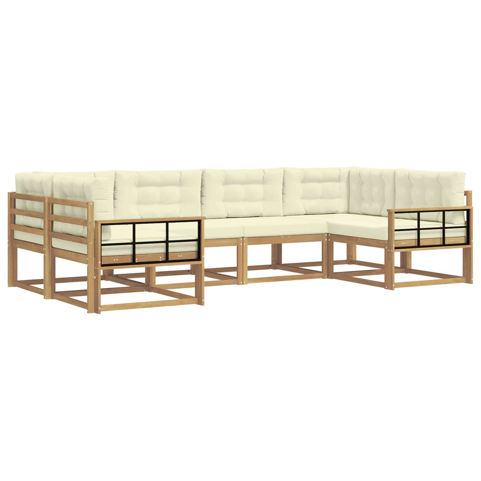vidaXL Outdoor-Sofagarnitur mit Kissen 6 pcs Weiß und Creme