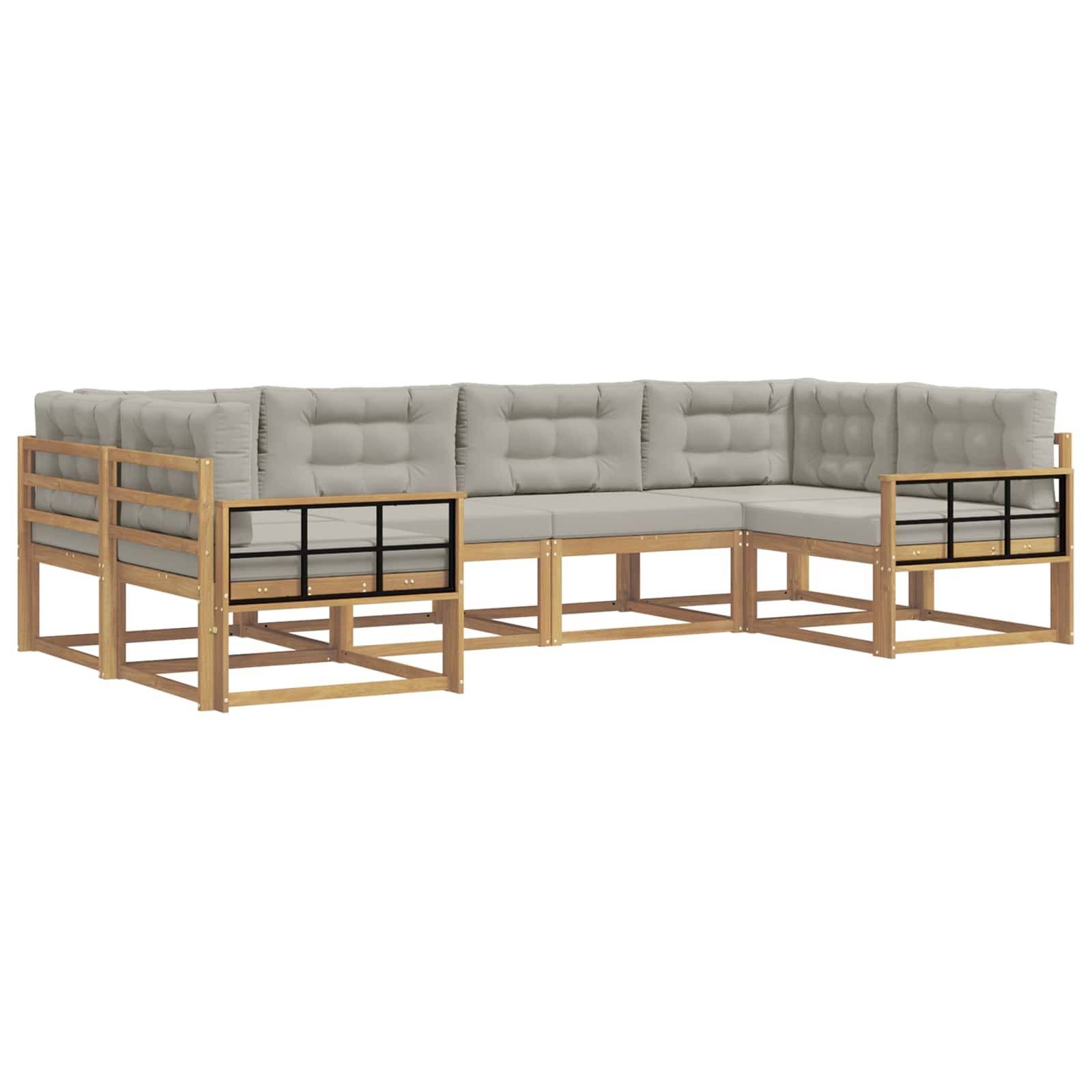 vidaXL Outdoor-Sofagarnitur mit Kissen 6 pcs Weiß und Hellgrau