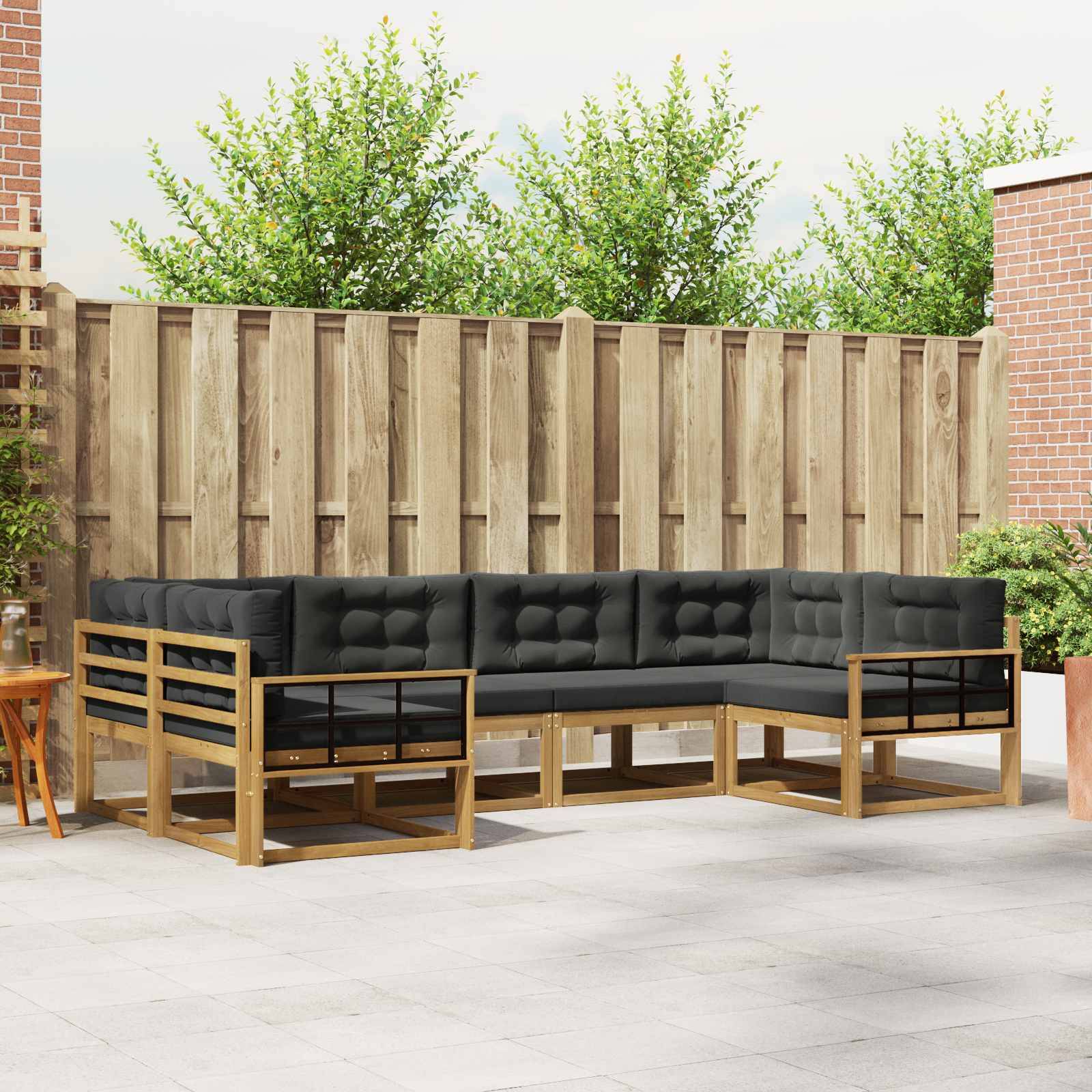 vidaXL Outdoor-Sofagarnitur mit Kissen 6 pcs Weiß und Anthrazit