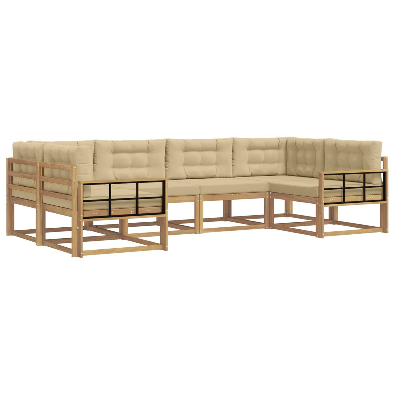 vidaXL Outdoor-Sofagarnitur mit Kissen 6 pcs Weiß und Beige