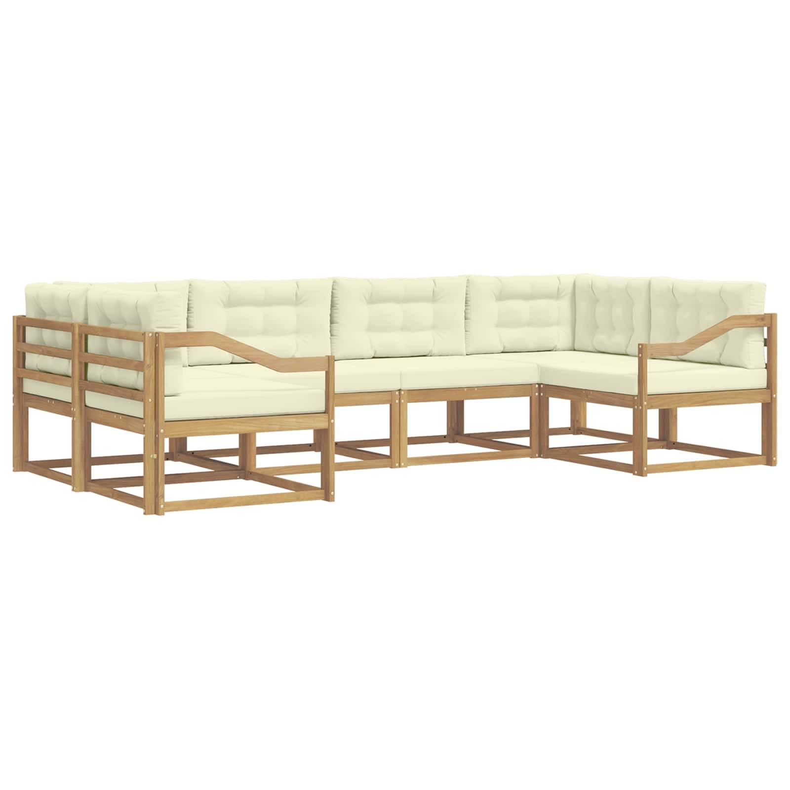 vidaXL Outdoor-Sofagarnitur mit Kissen 6 pcs Weiß und Creme