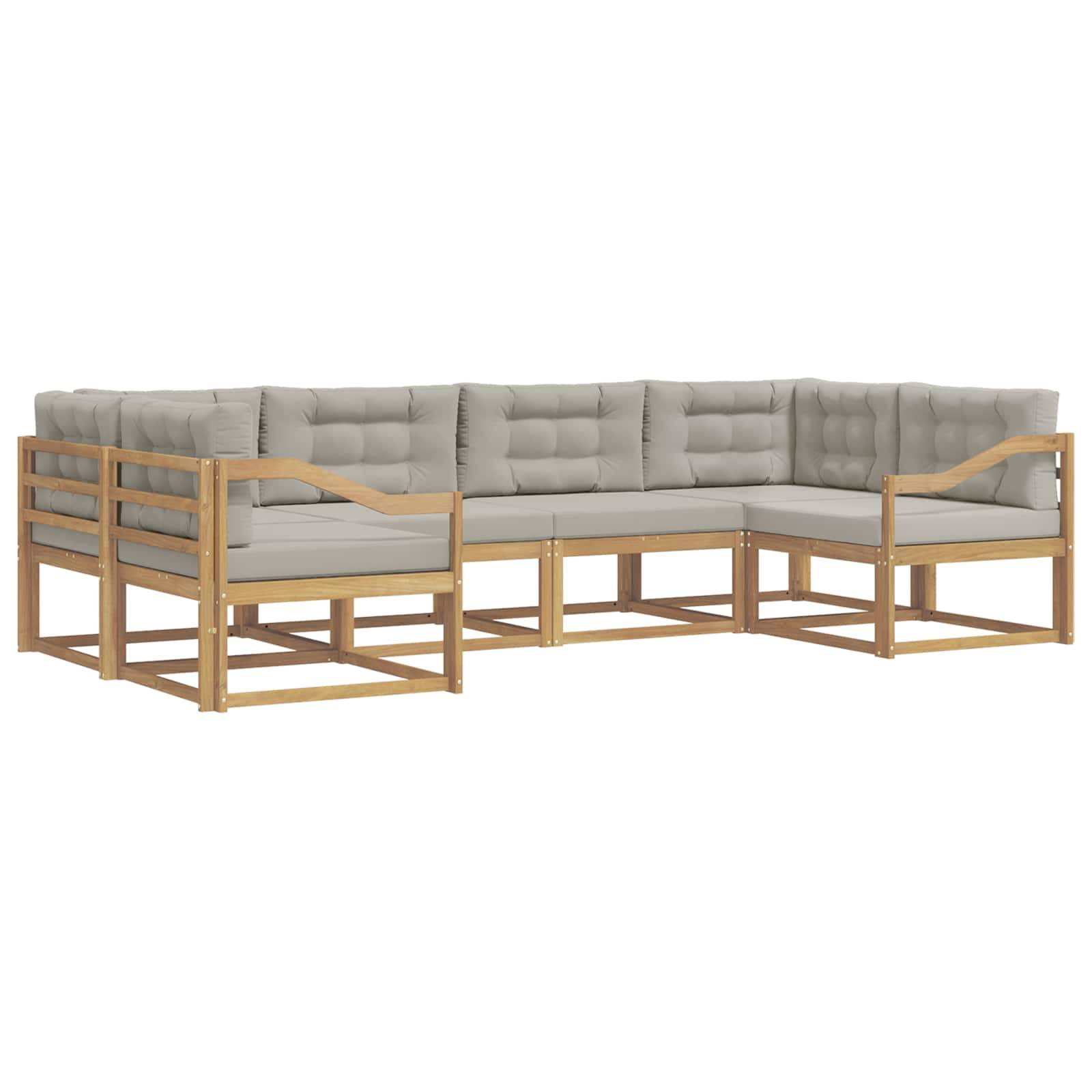 vidaXL Outdoor-Sofagarnitur mit Kissen 6 pcs Weiß und Hellgrau