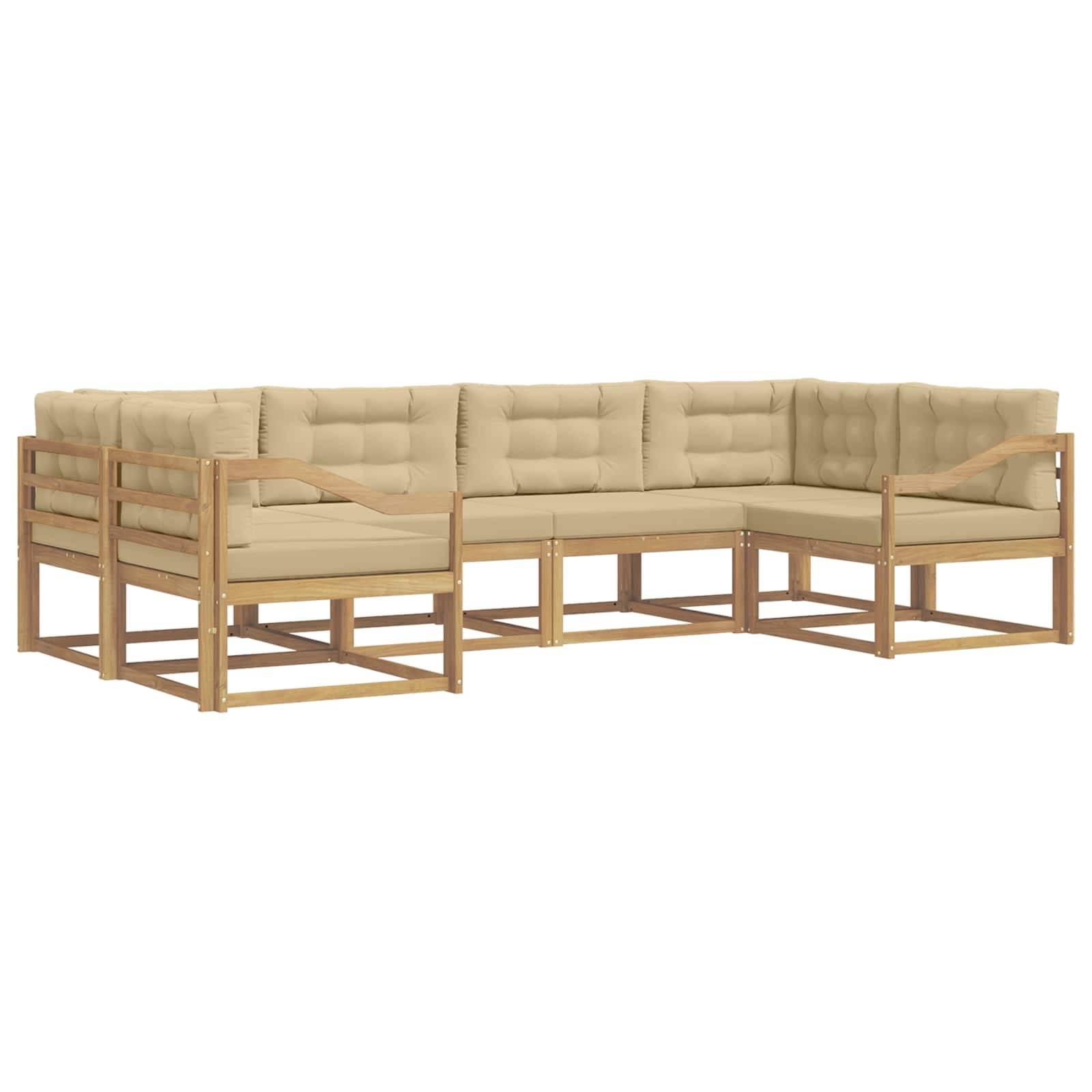 vidaXL Outdoor-Sofagarnitur mit Kissen 6 pcs Weiß und Beige