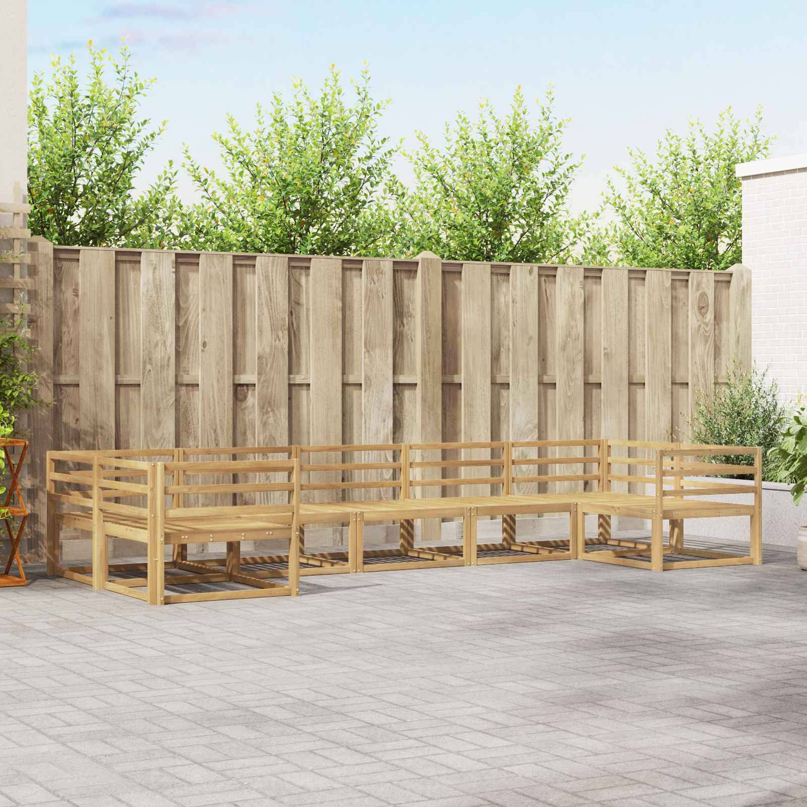 vidaXL Outdoor-Sofagarnitur 7 pcs Weiß Massivholz Akazie