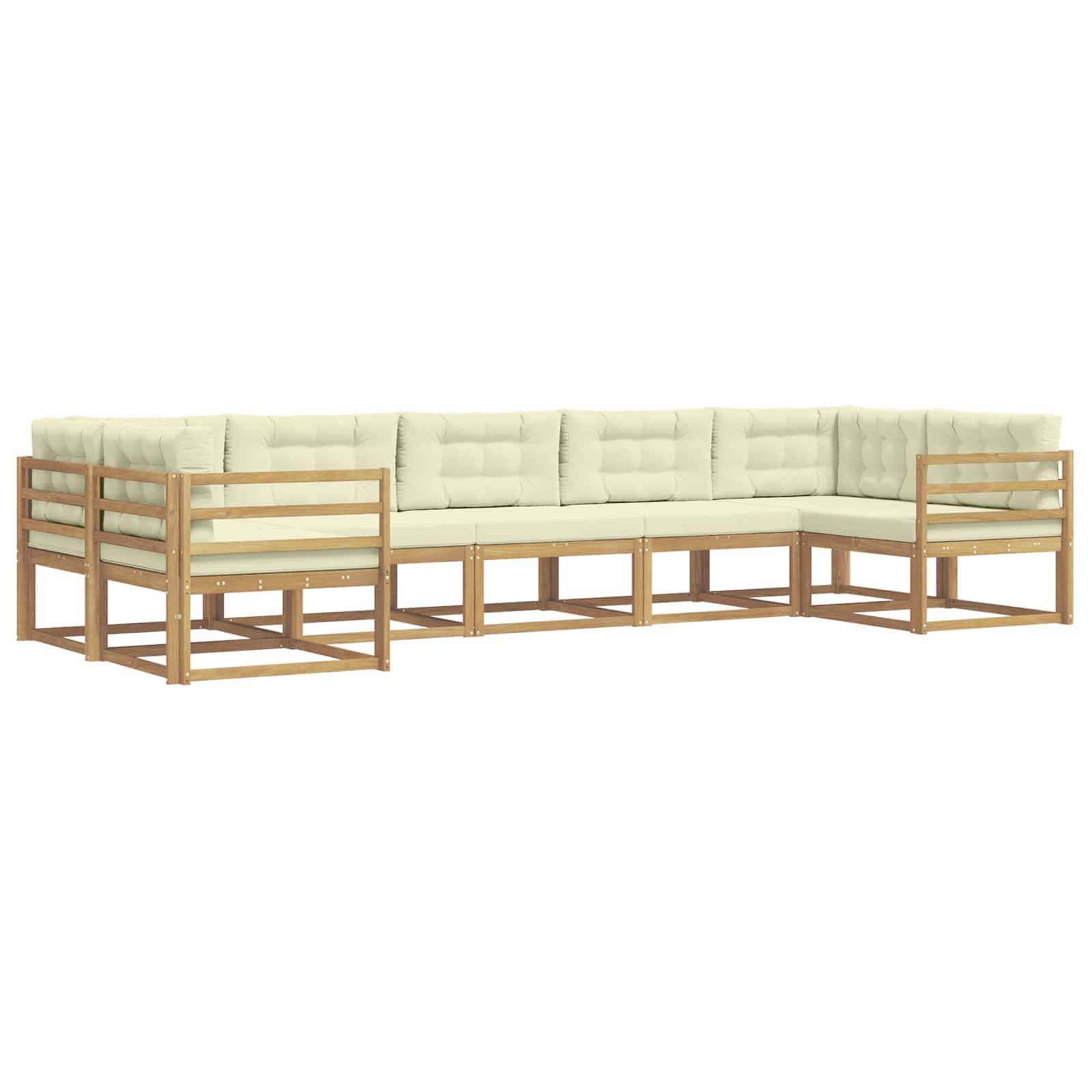 vidaXL Outdoor-Sofagarnitur mit Kissen 7 pcs Weiß und Creme