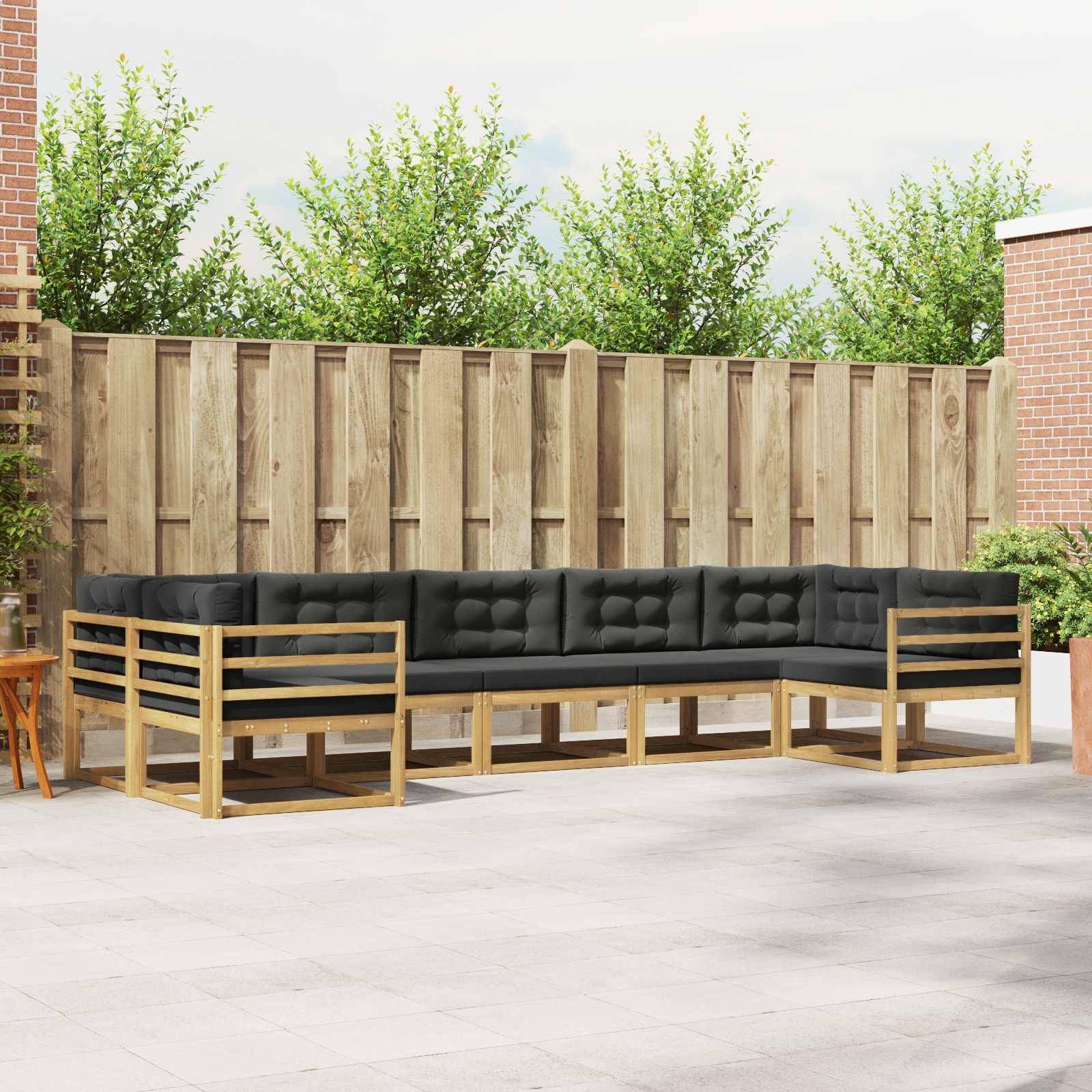 vidaXL Outdoor-Sofagarnitur mit Kissen 7 pcs Weiß und Anthrazit