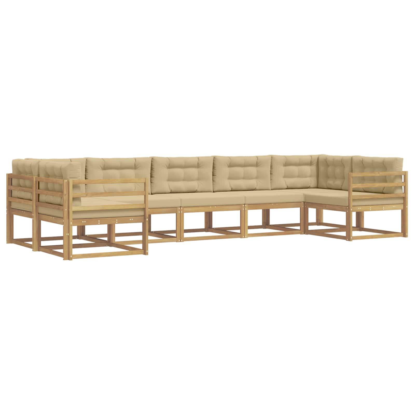 vidaXL Outdoor-Sofagarnitur mit Kissen 7 pcs Weiß und Beige