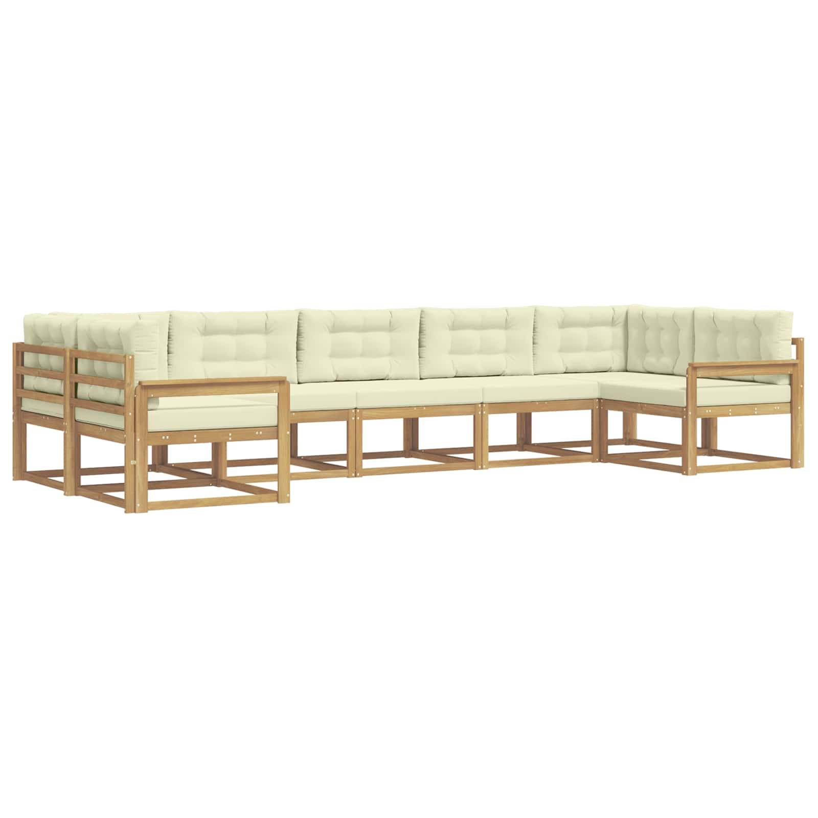 vidaXL Outdoor-Sofagarnitur mit Kissen 7 pcs Weiß und Creme