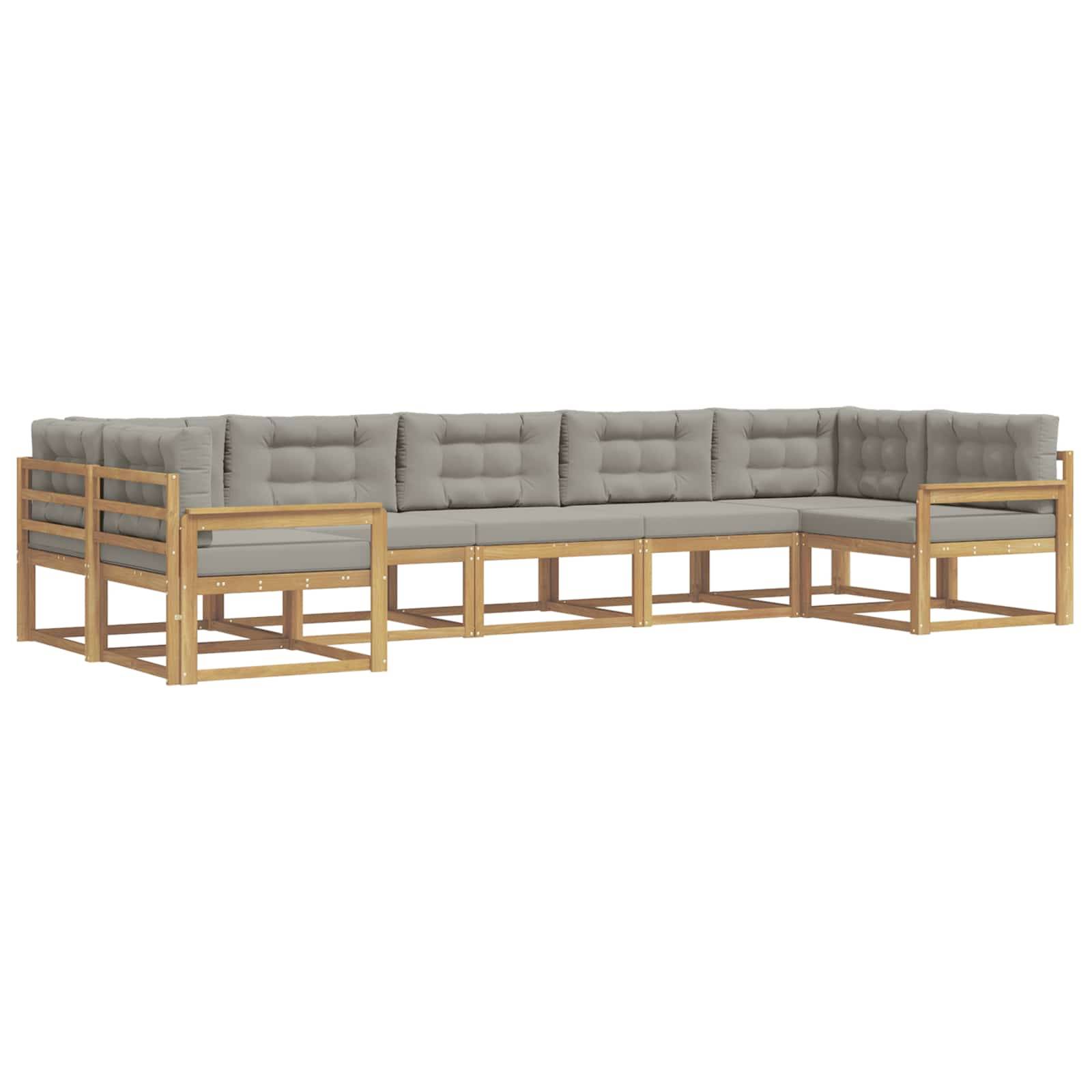 vidaXL Outdoor-Sofagarnitur mit Kissen 7 pcs Weiß und Hellgrau