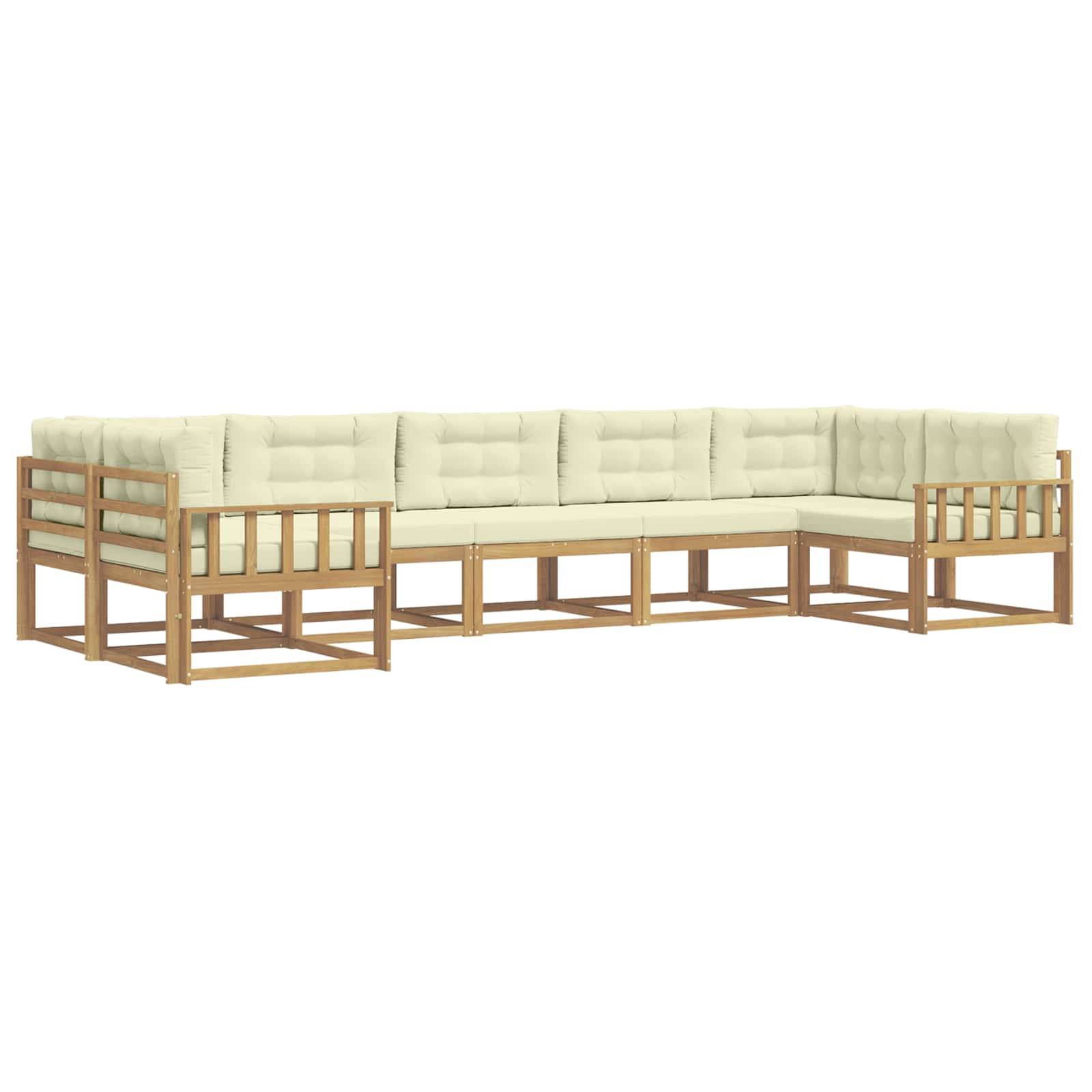 vidaXL Outdoor-Sofagarnitur mit Kissen 7 pcs Weiß und Creme