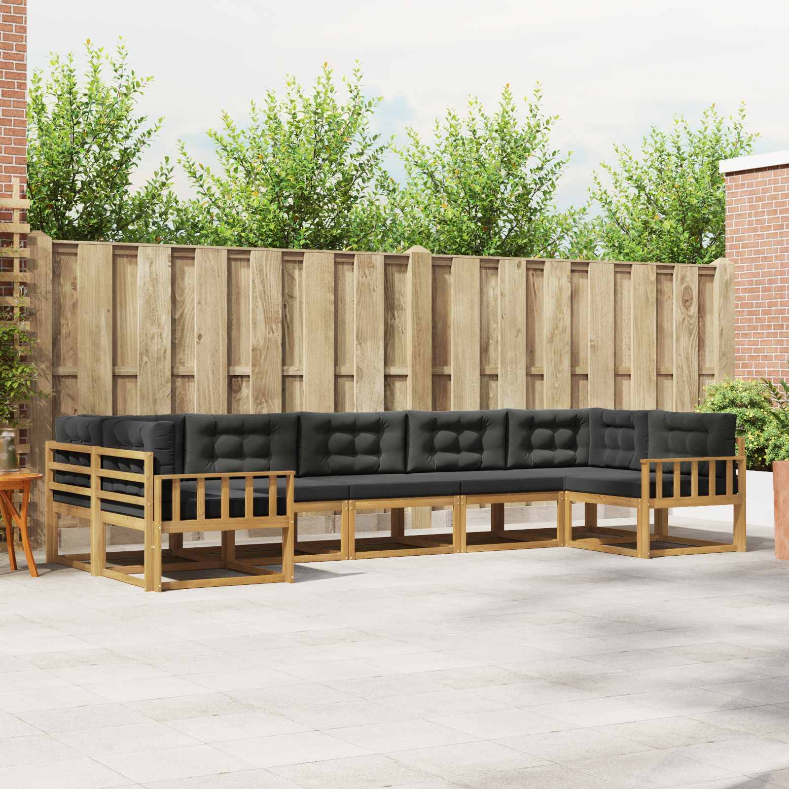 vidaXL Outdoor-Sofagarnitur mit Kissen 7 pcs Weiß und Anthrazit