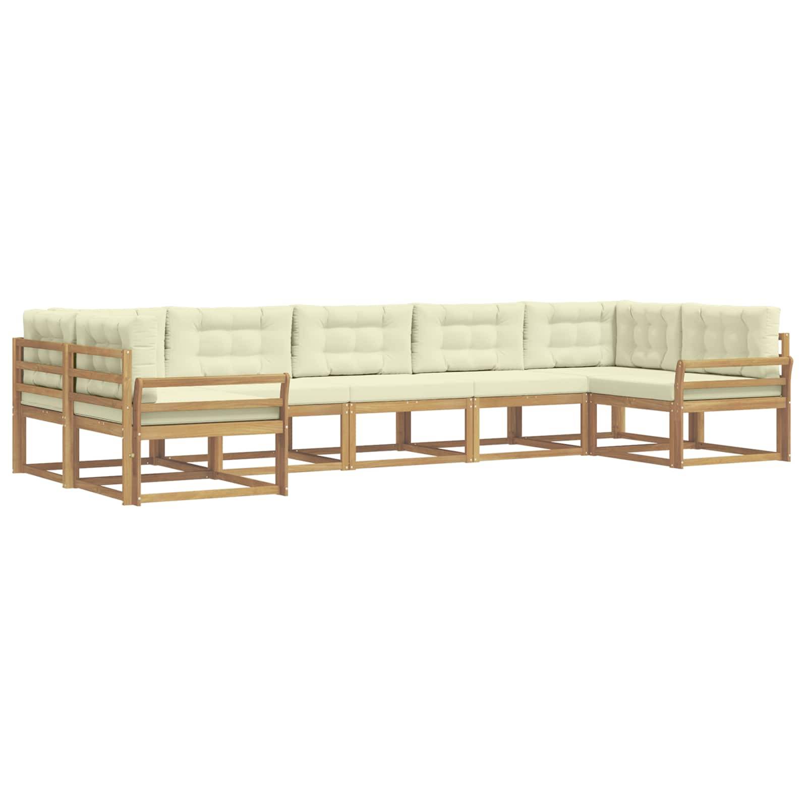 vidaXL Outdoor-Sofagarnitur mit Kissen 7 pcs Weiß und Creme