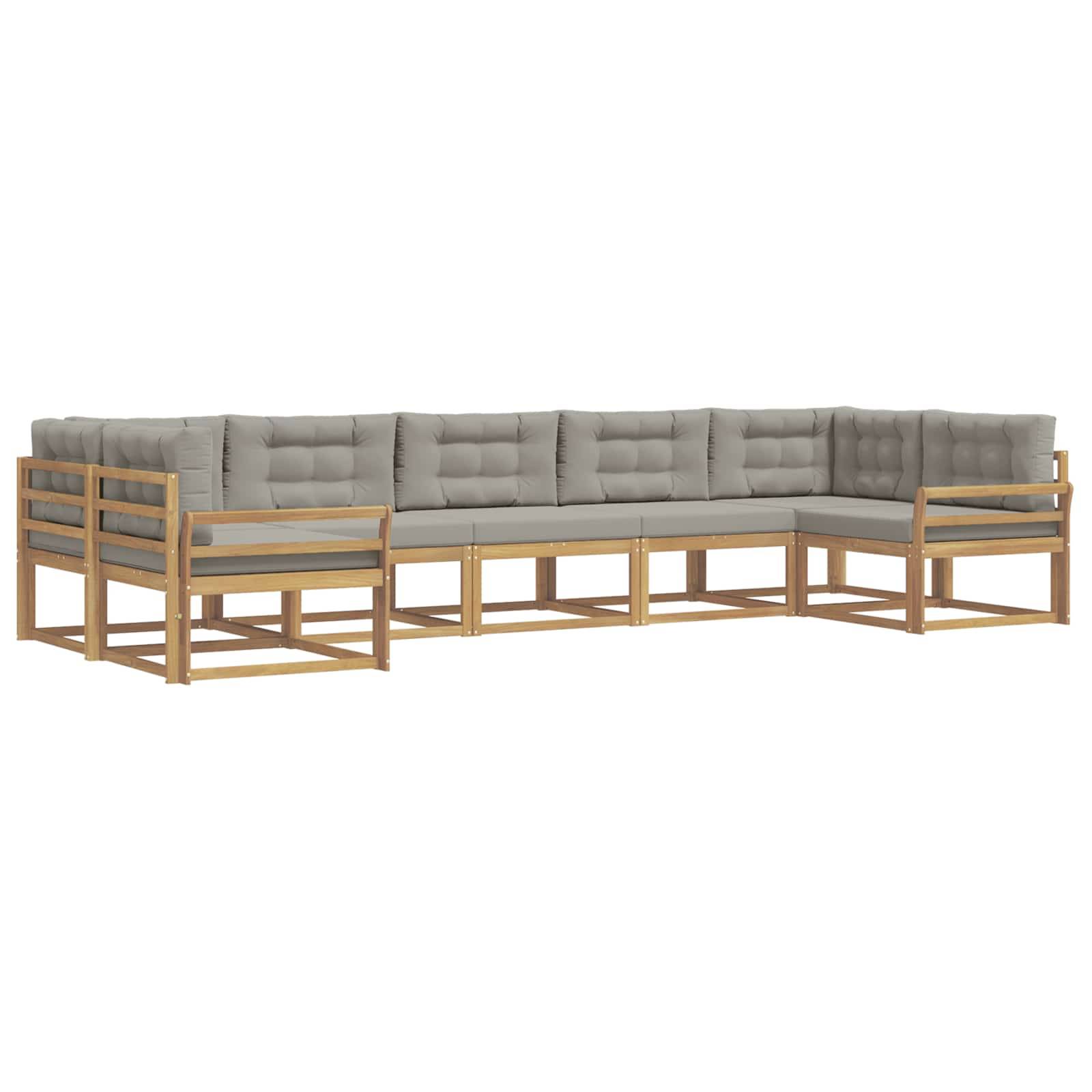 vidaXL Outdoor-Sofagarnitur mit Kissen 7 pcs Weiß und Hellgrau