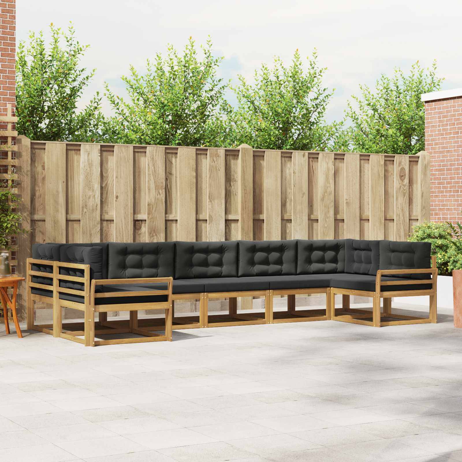 vidaXL Outdoor-Sofagarnitur mit Kissen 7 pcs Weiß und Anthrazit