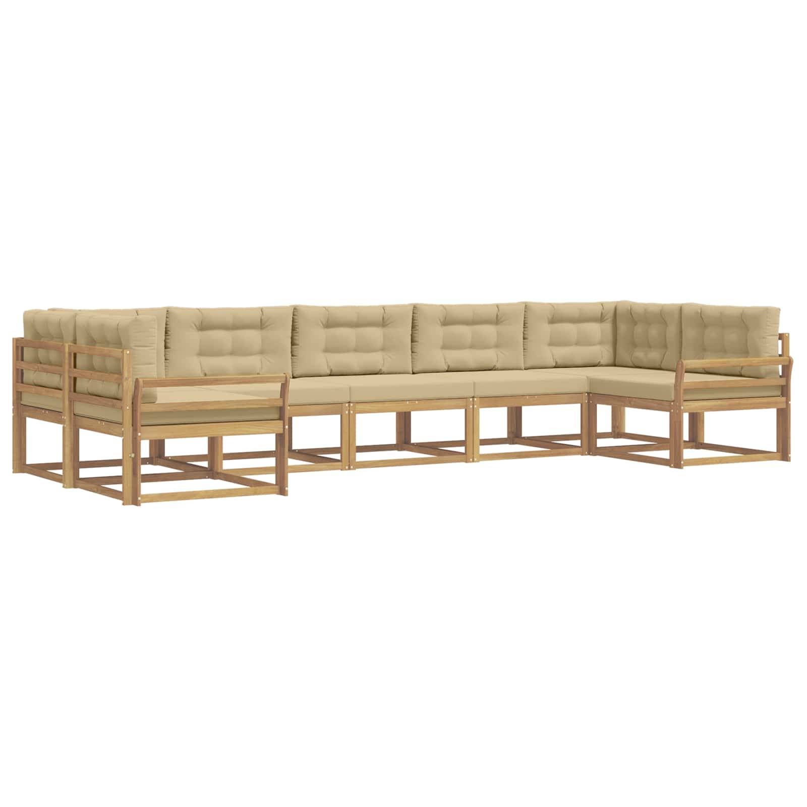 vidaXL Outdoor-Sofagarnitur mit Kissen 7 pcs Weiß und Beige