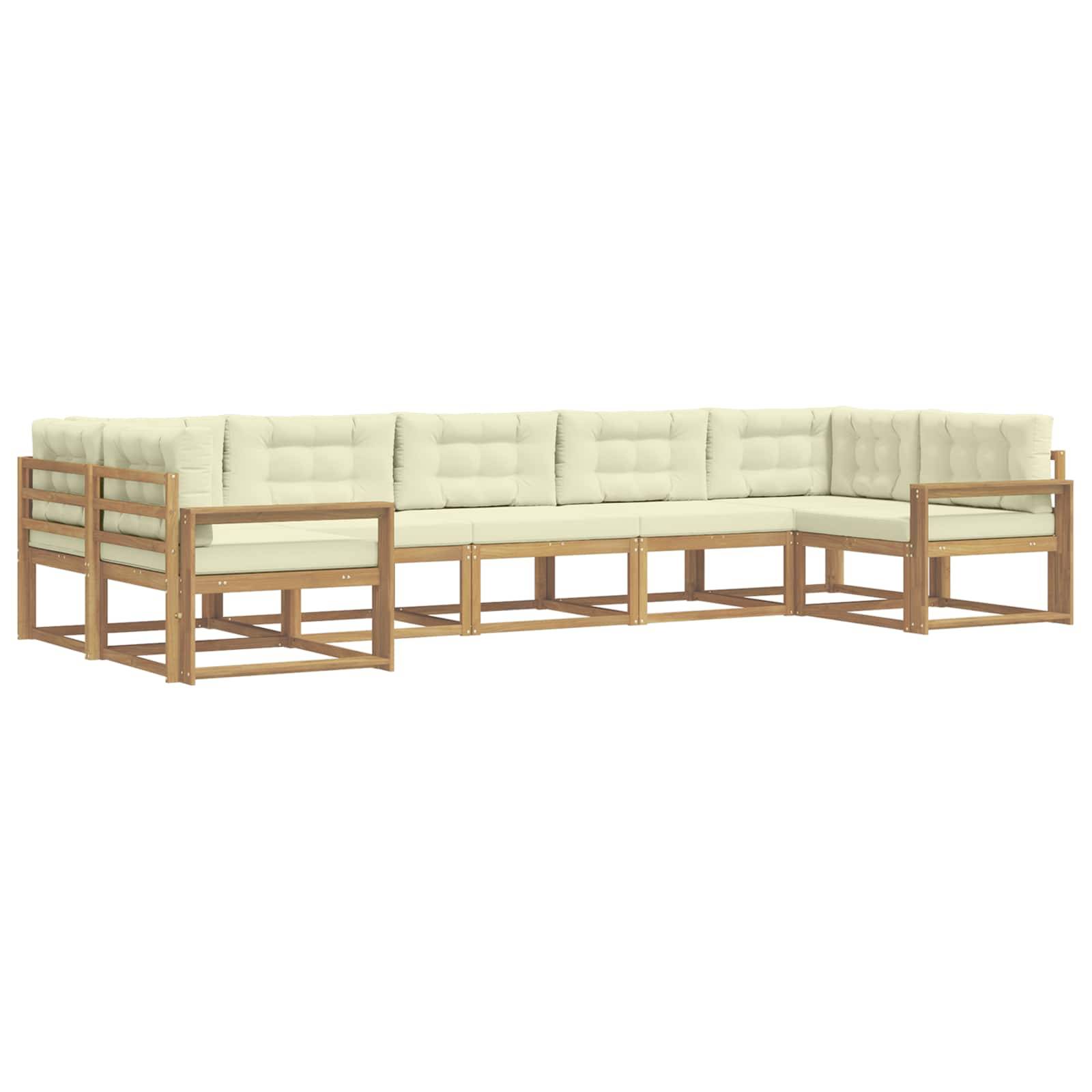 vidaXL Outdoor-Sofagarnitur mit Kissen 7 pcs Weiß und Creme