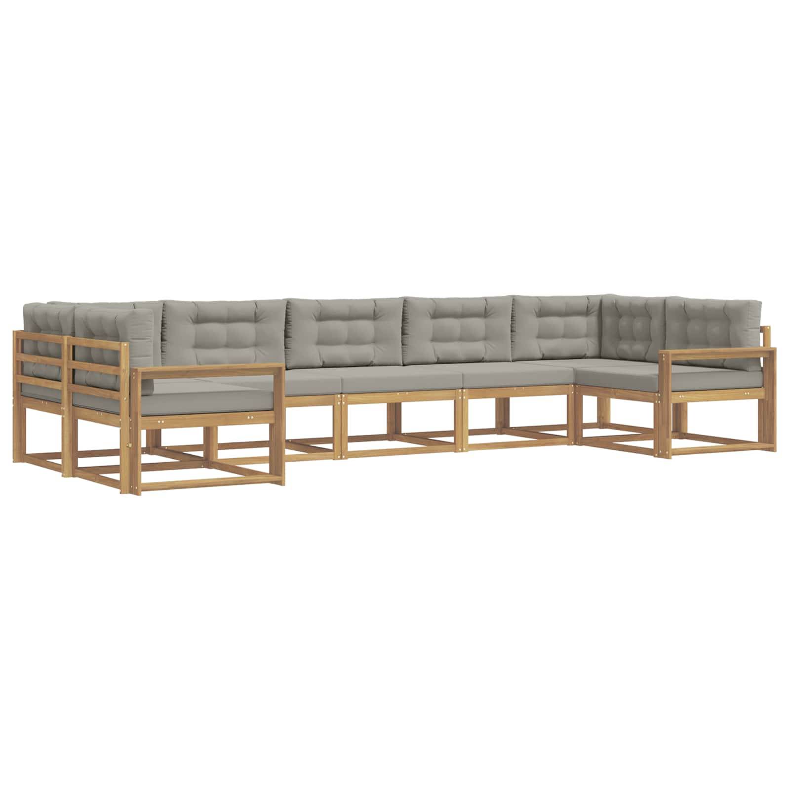 vidaXL Outdoor-Sofagarnitur mit Kissen 7 pcs Weiß und Hellgrau