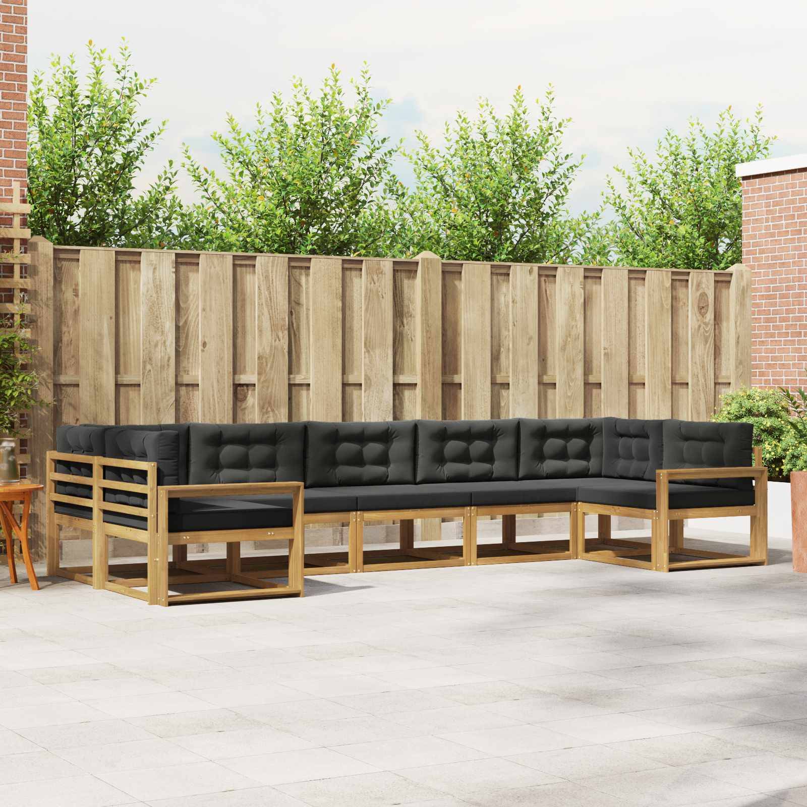 vidaXL Outdoor-Sofagarnitur mit Kissen 7 pcs Weiß und Anthrazit