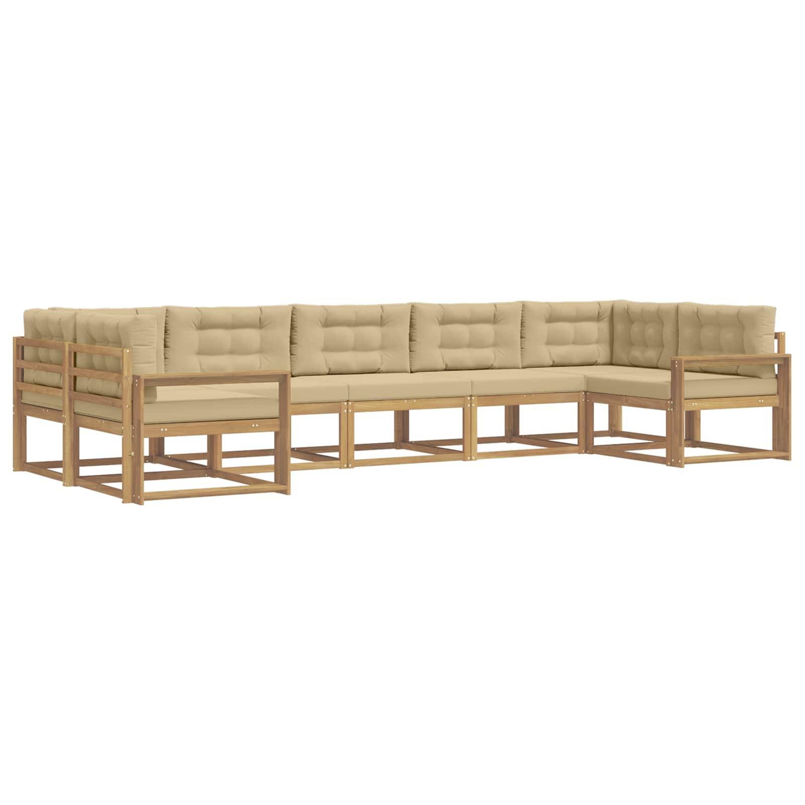 vidaXL Outdoor-Sofagarnitur mit Kissen 7 pcs Weiß und Beige