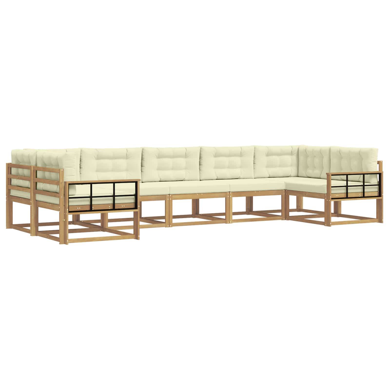 vidaXL Outdoor-Sofagarnitur mit Kissen 7 pcs Weiß und Creme