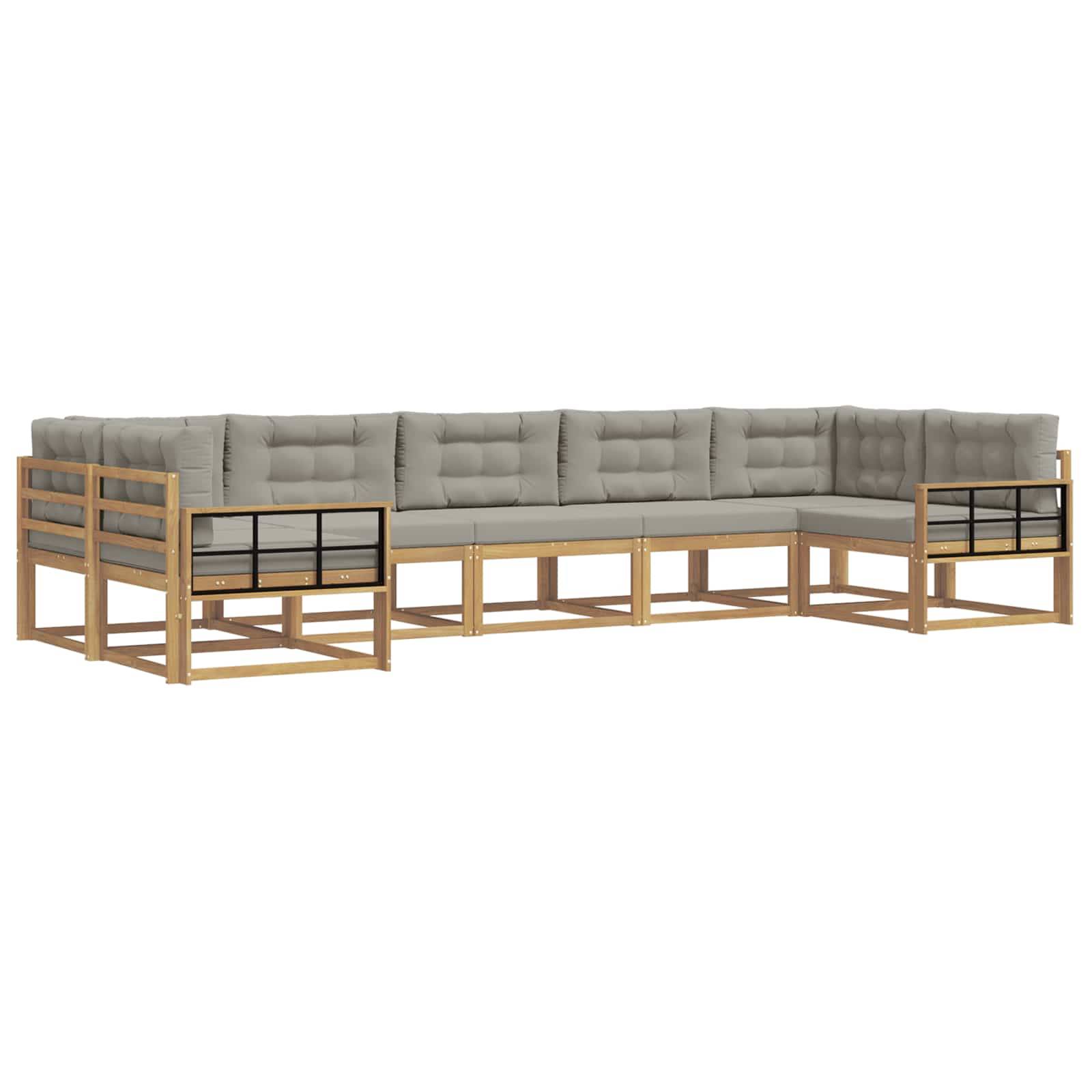 vidaXL Outdoor-Sofagarnitur mit Kissen 7 pcs Weiß und Hellgrau