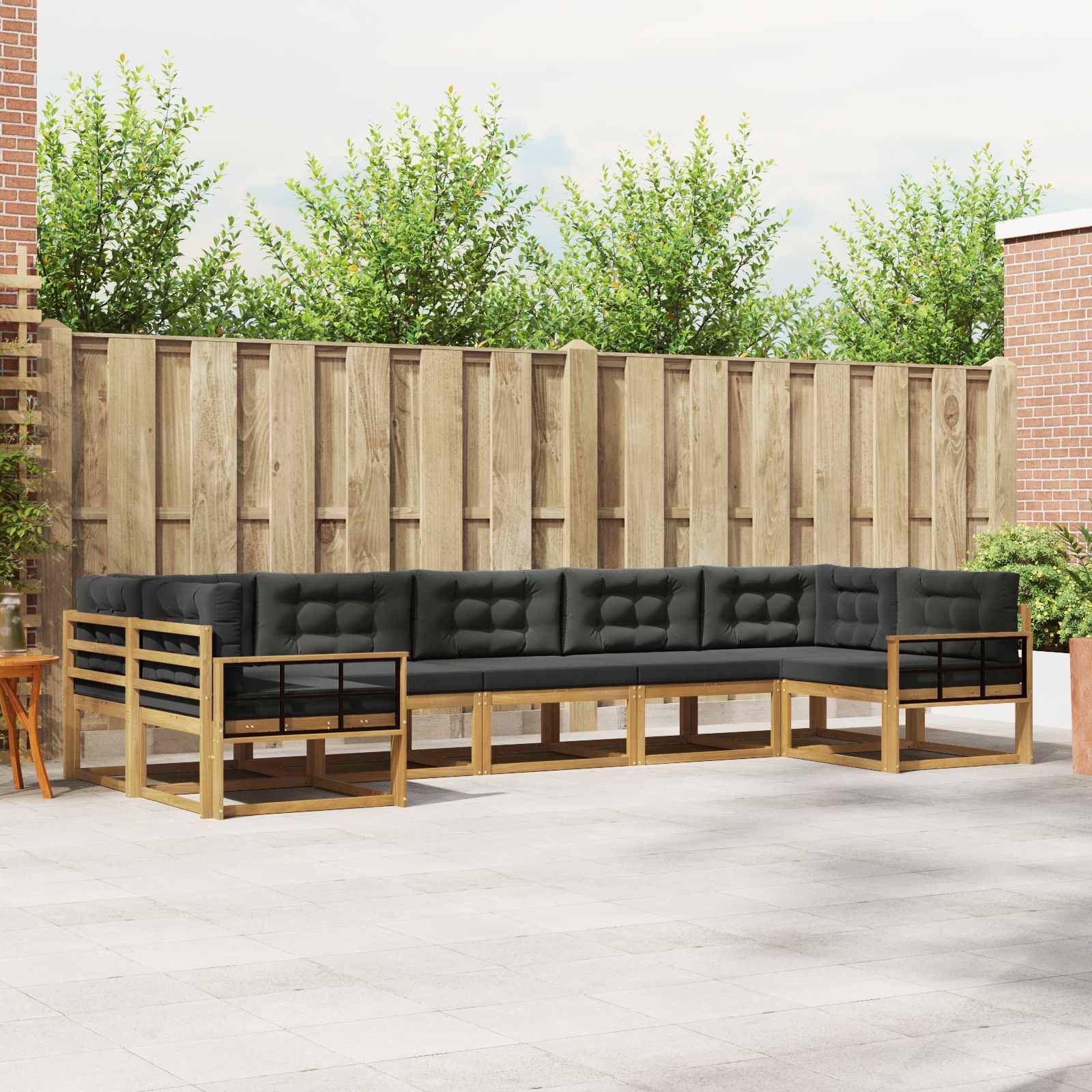 vidaXL Outdoor-Sofagarnitur mit Kissen 7 pcs Weiß und Anthrazit
