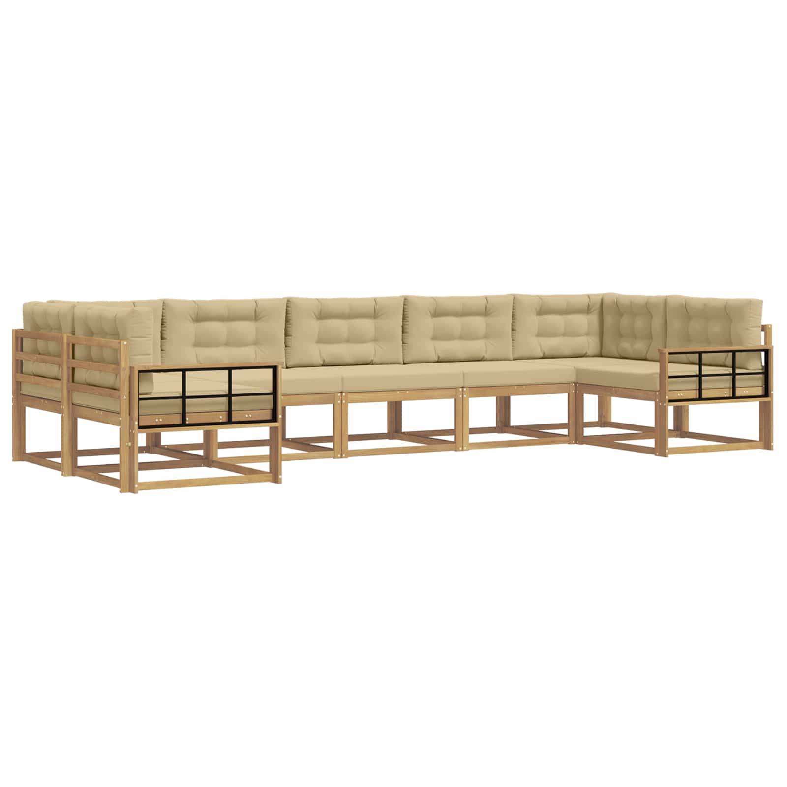 vidaXL Outdoor-Sofagarnitur mit Kissen 7 pcs Weiß und Beige