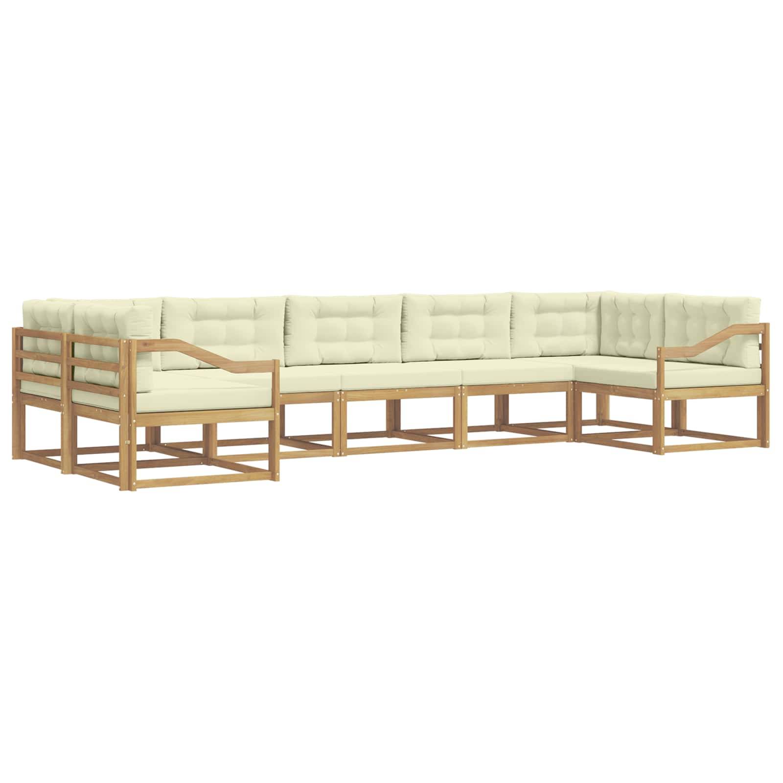 vidaXL Outdoor-Sofagarnitur mit Kissen 7 pcs Weiß und Creme