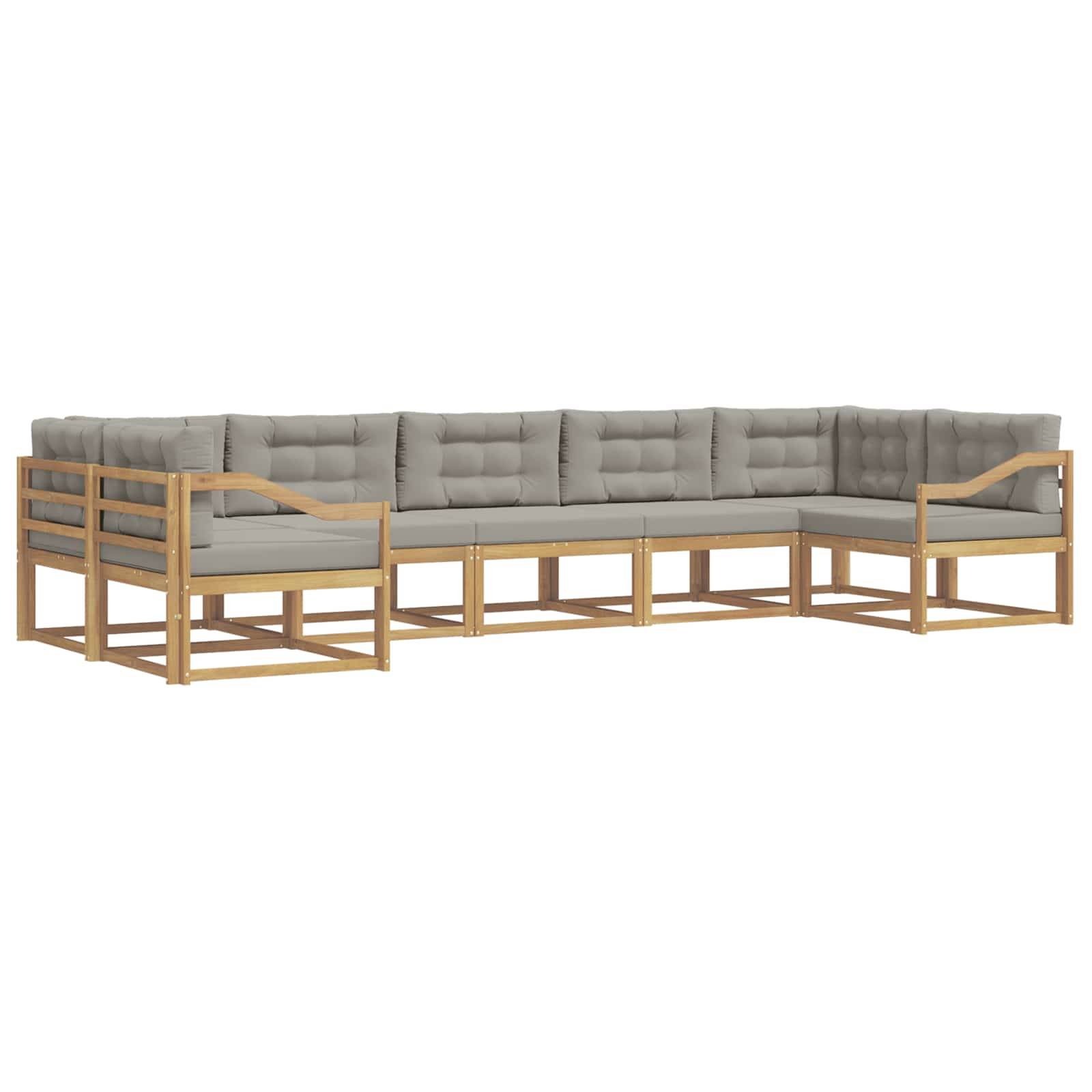 vidaXL Outdoor-Sofagarnitur mit Kissen 7 pcs Weiß und Hellgrau